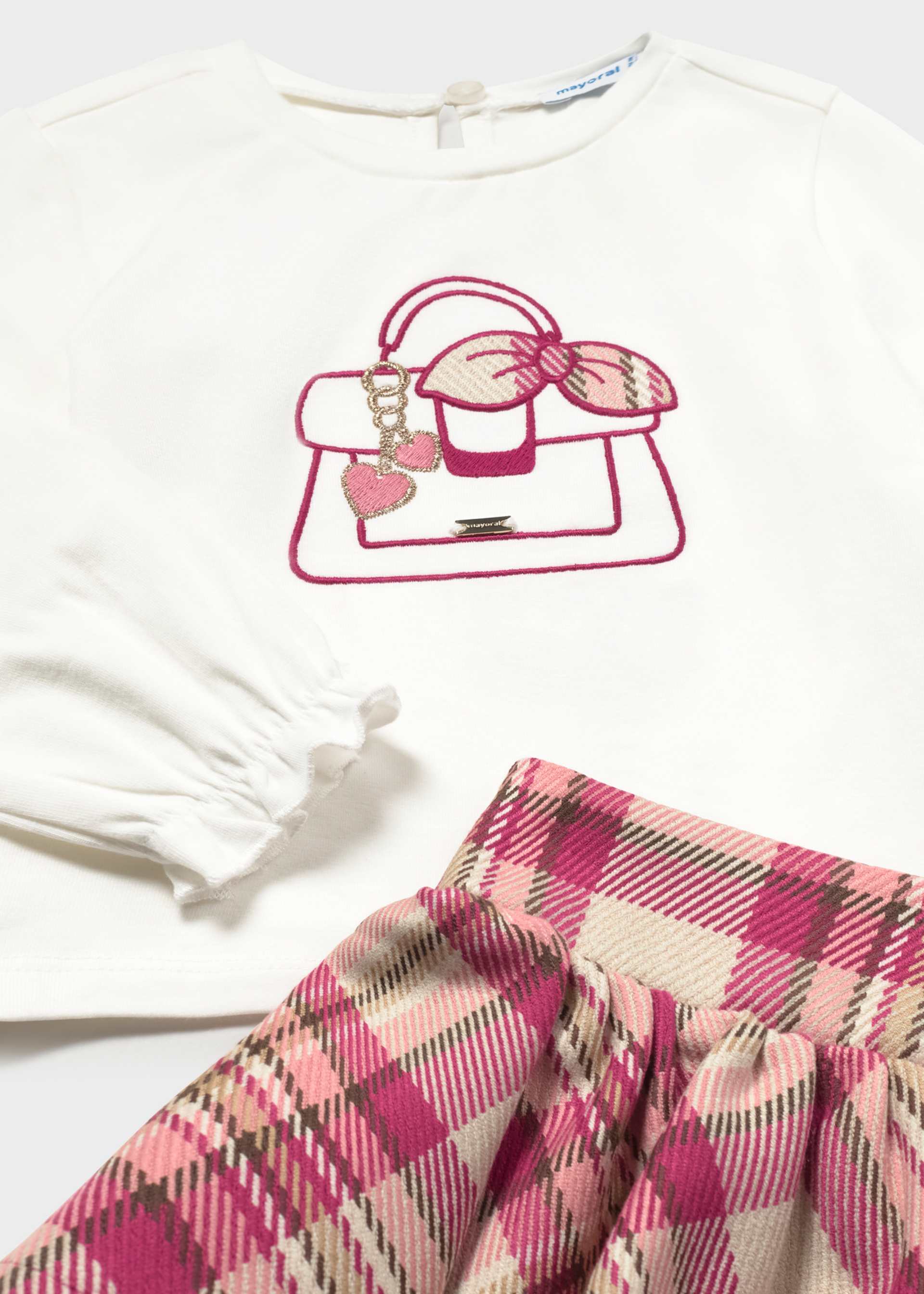Conjunto falda cuadros y playera bebé