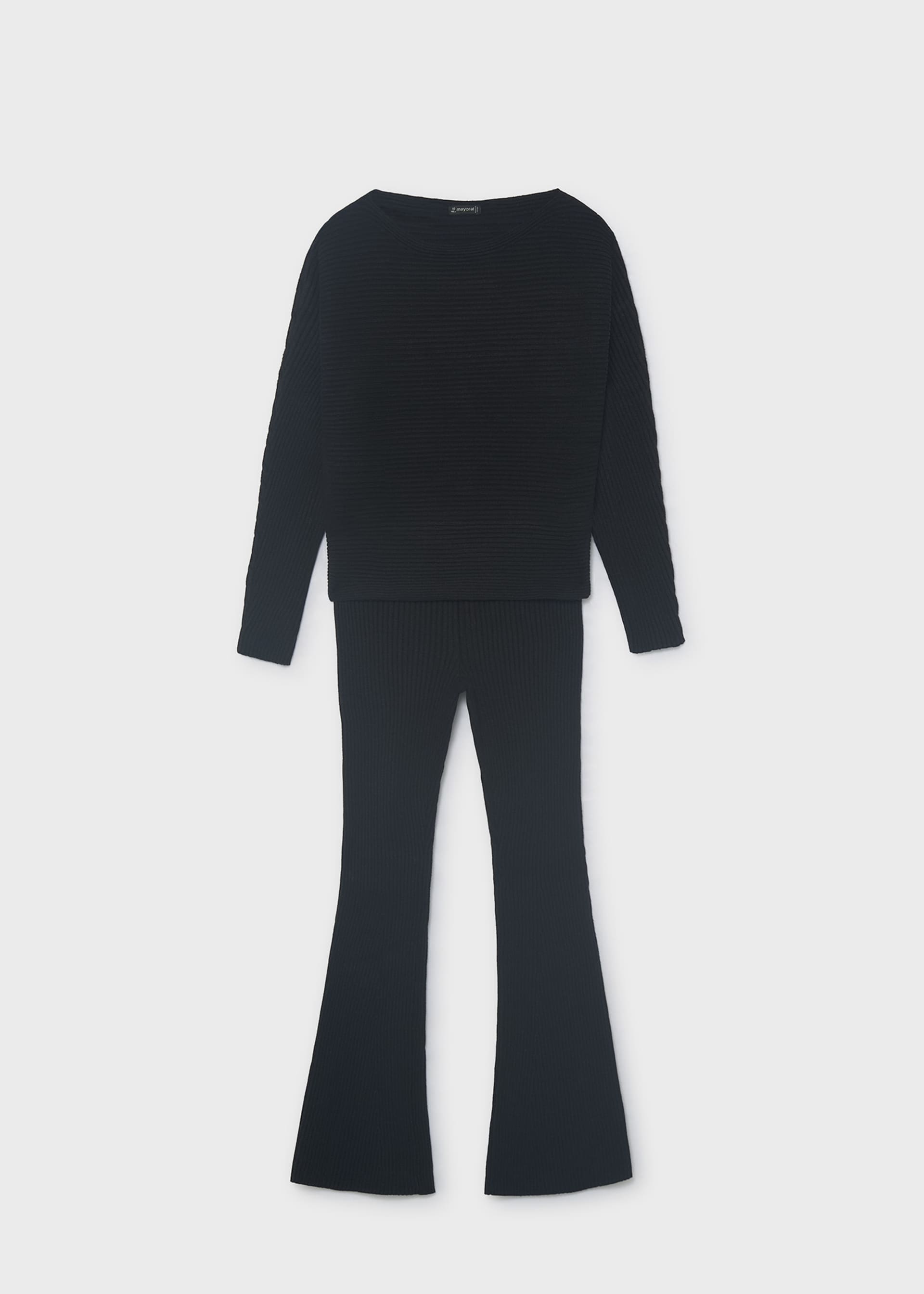 Conjunto calças e camisola canalé rapariga