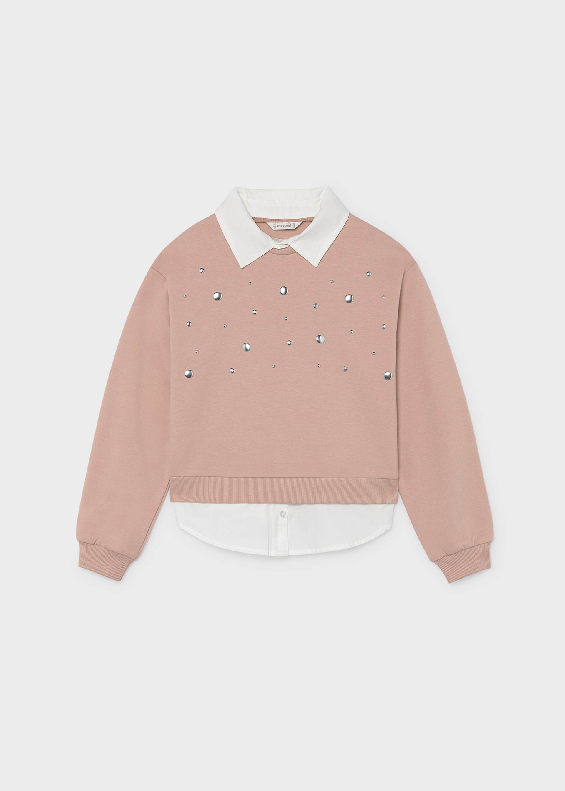 Girl studded combo jumper