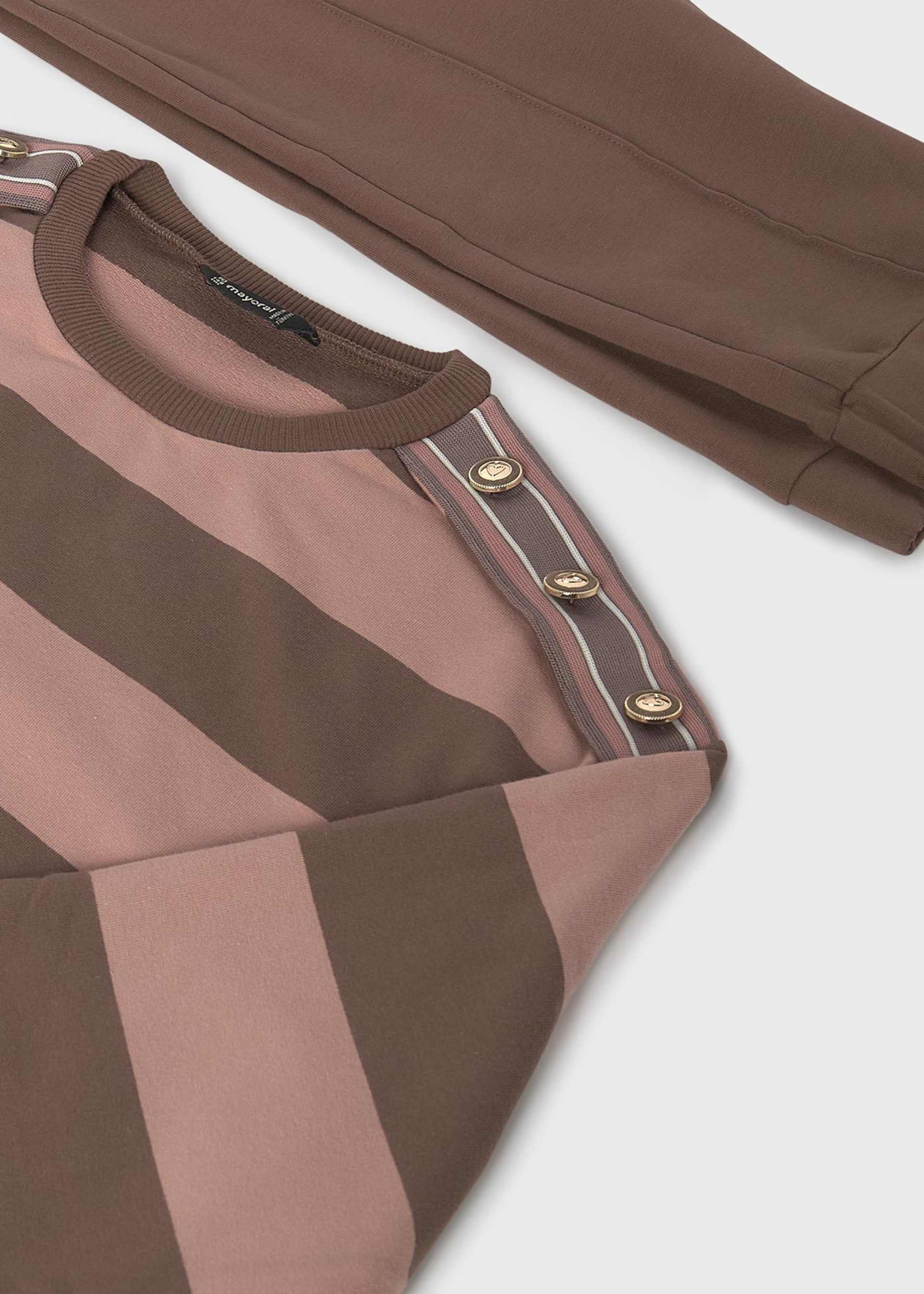 Ensemble pantalon et pull rayé fille
