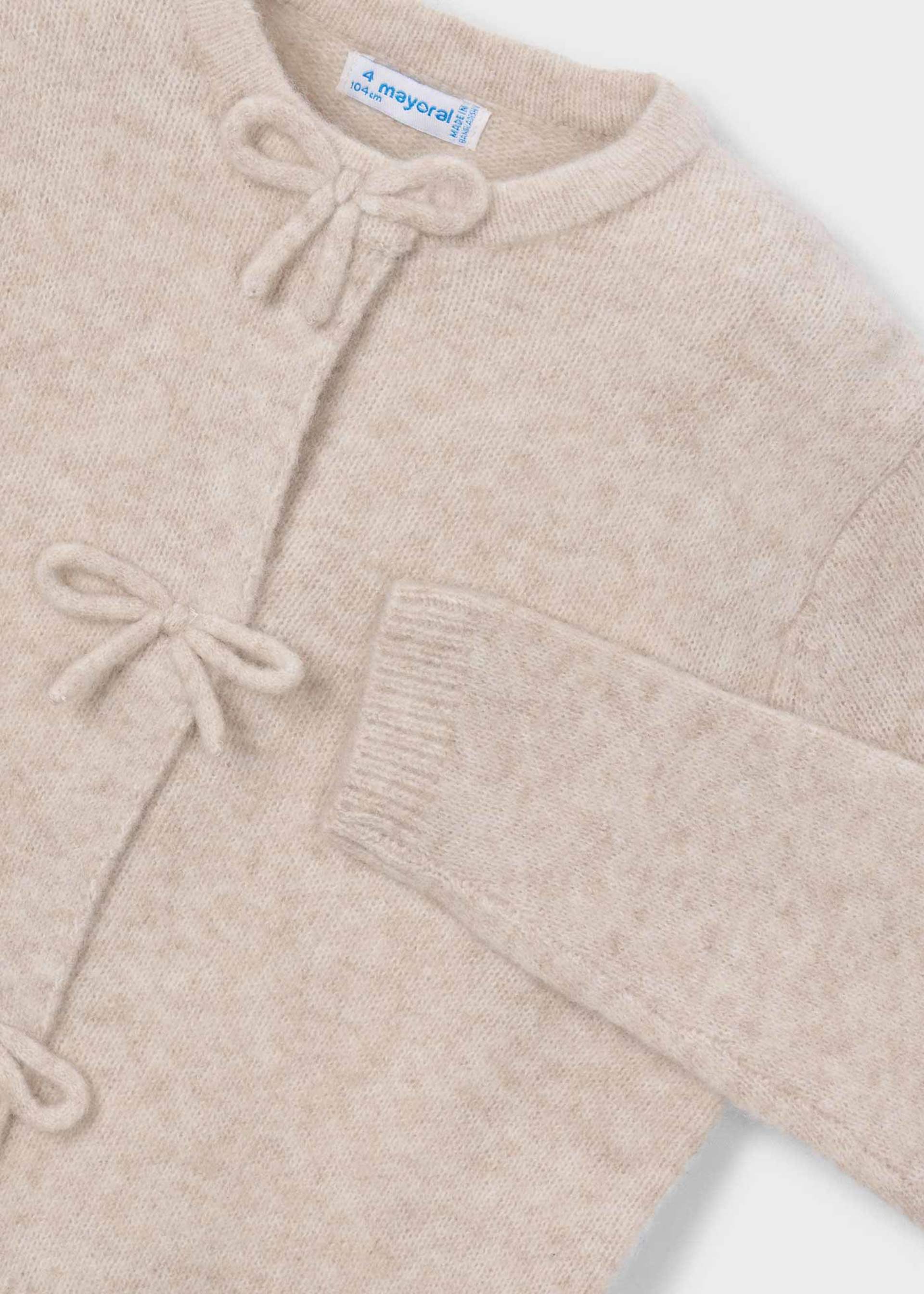 Girls' knitted cardigan with bows