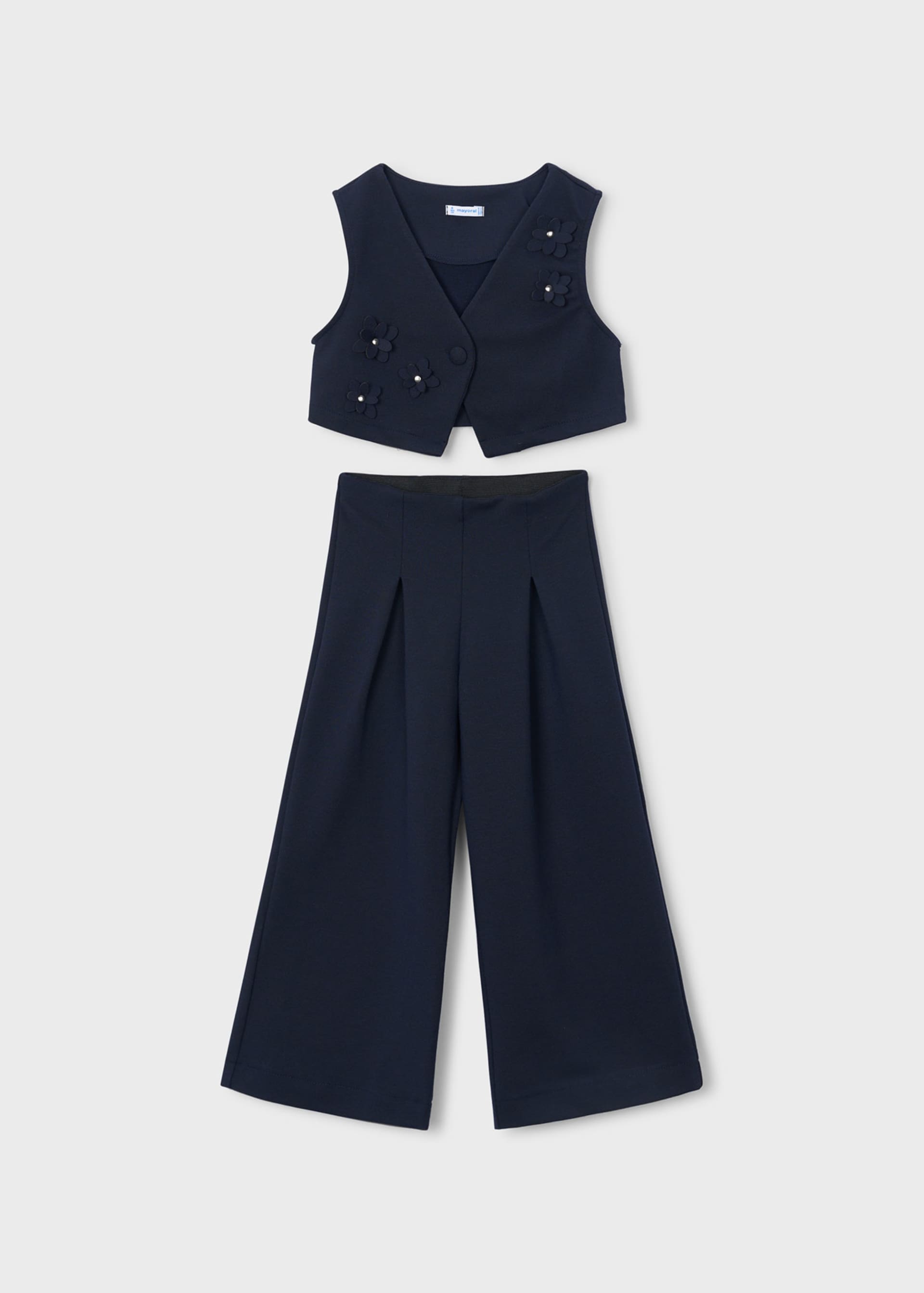 Completo pantalone e gilet fiori bambina