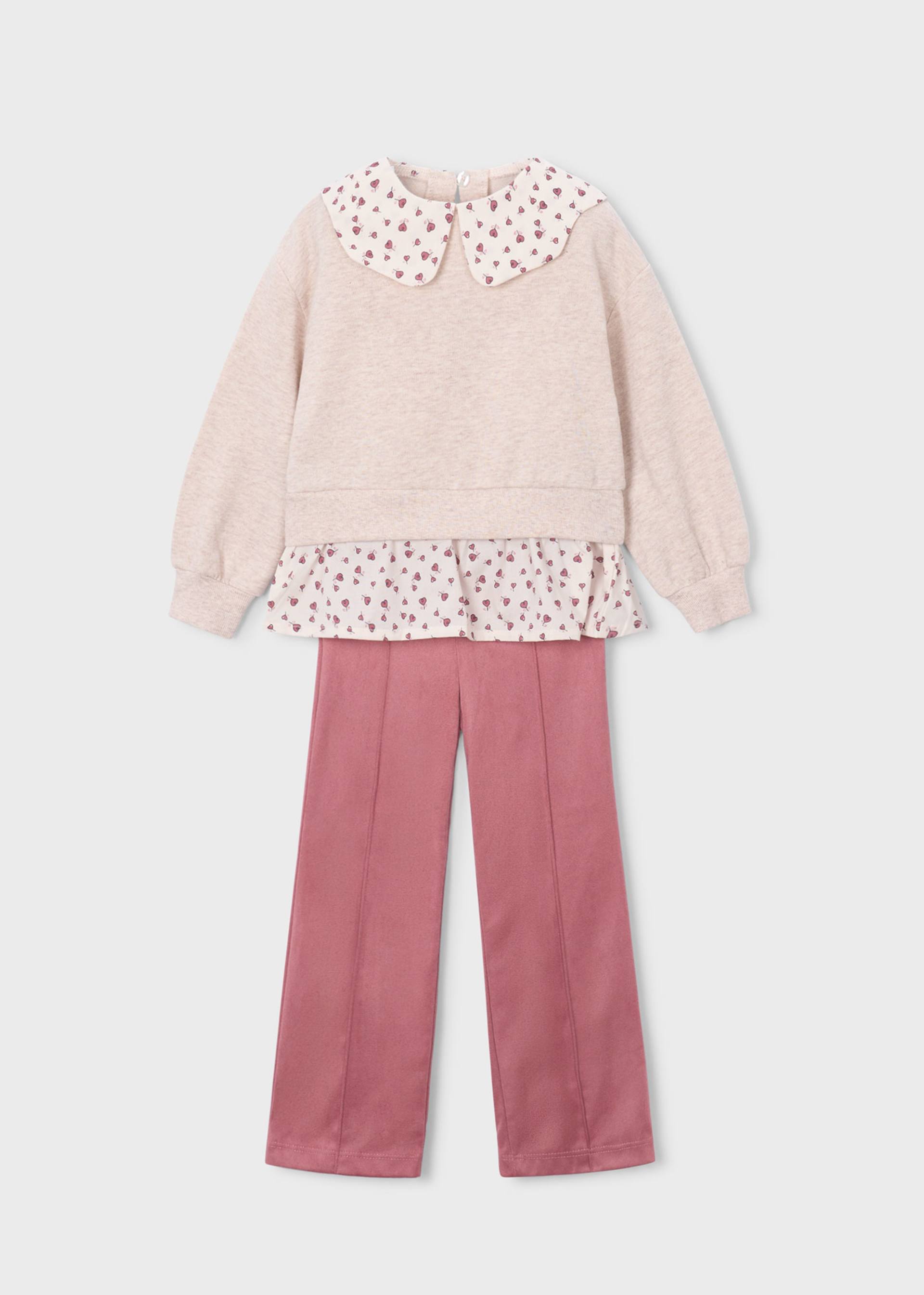 Ensemble legging effet daim et blouse fille