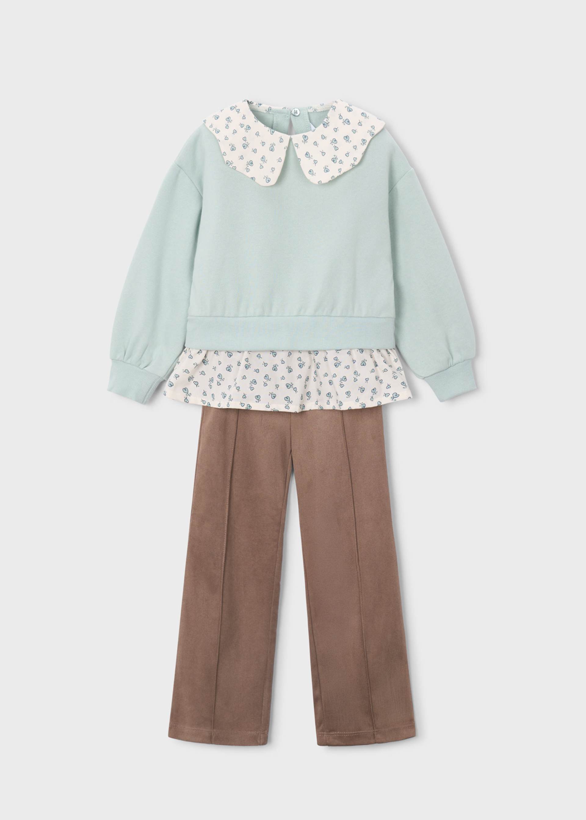 Conjunto leggings efeito camurça e blusa menina