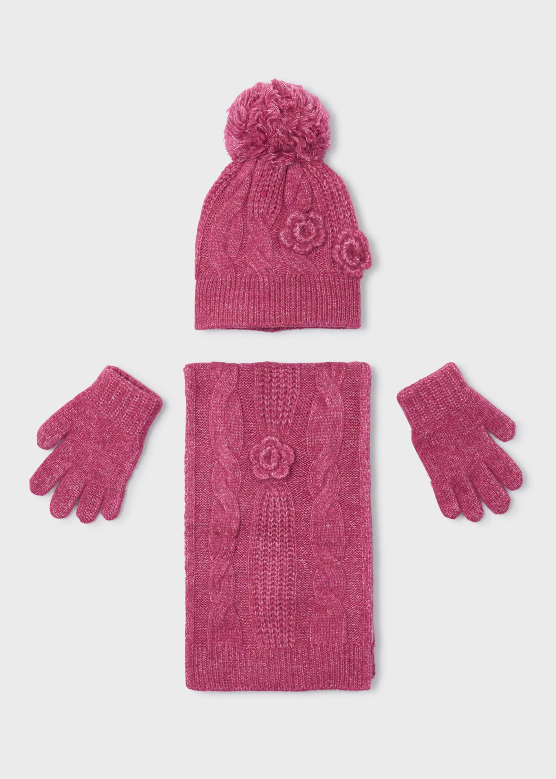 Conjunto 3 piezas bufanda niña