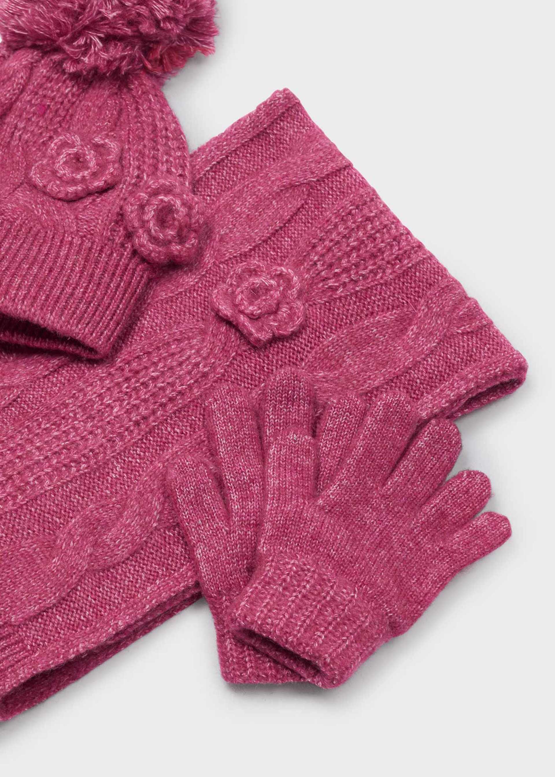 Conjunto 3 piezas bufanda niña