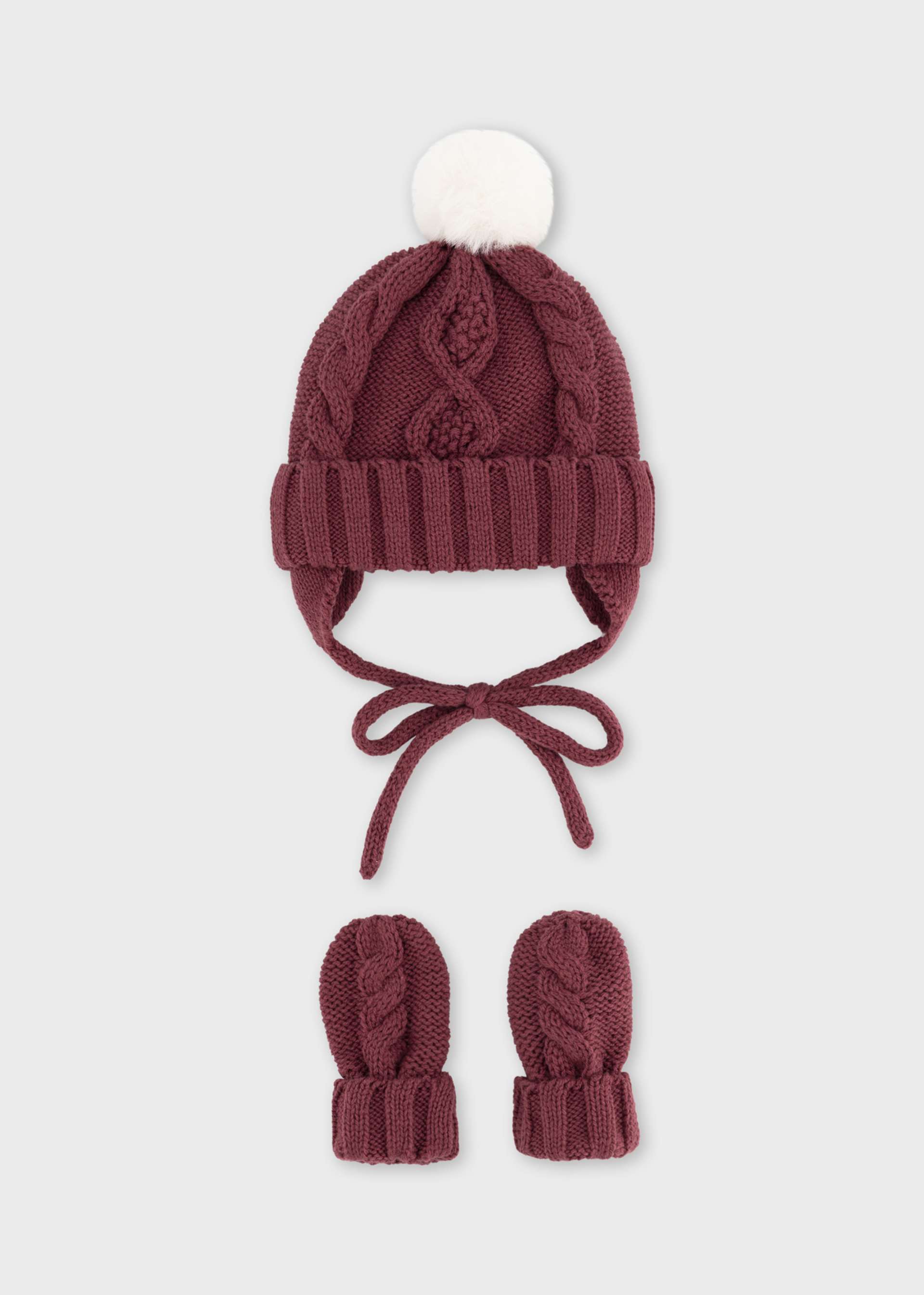 Conjunto de gorro e luvas tricô recém nascido