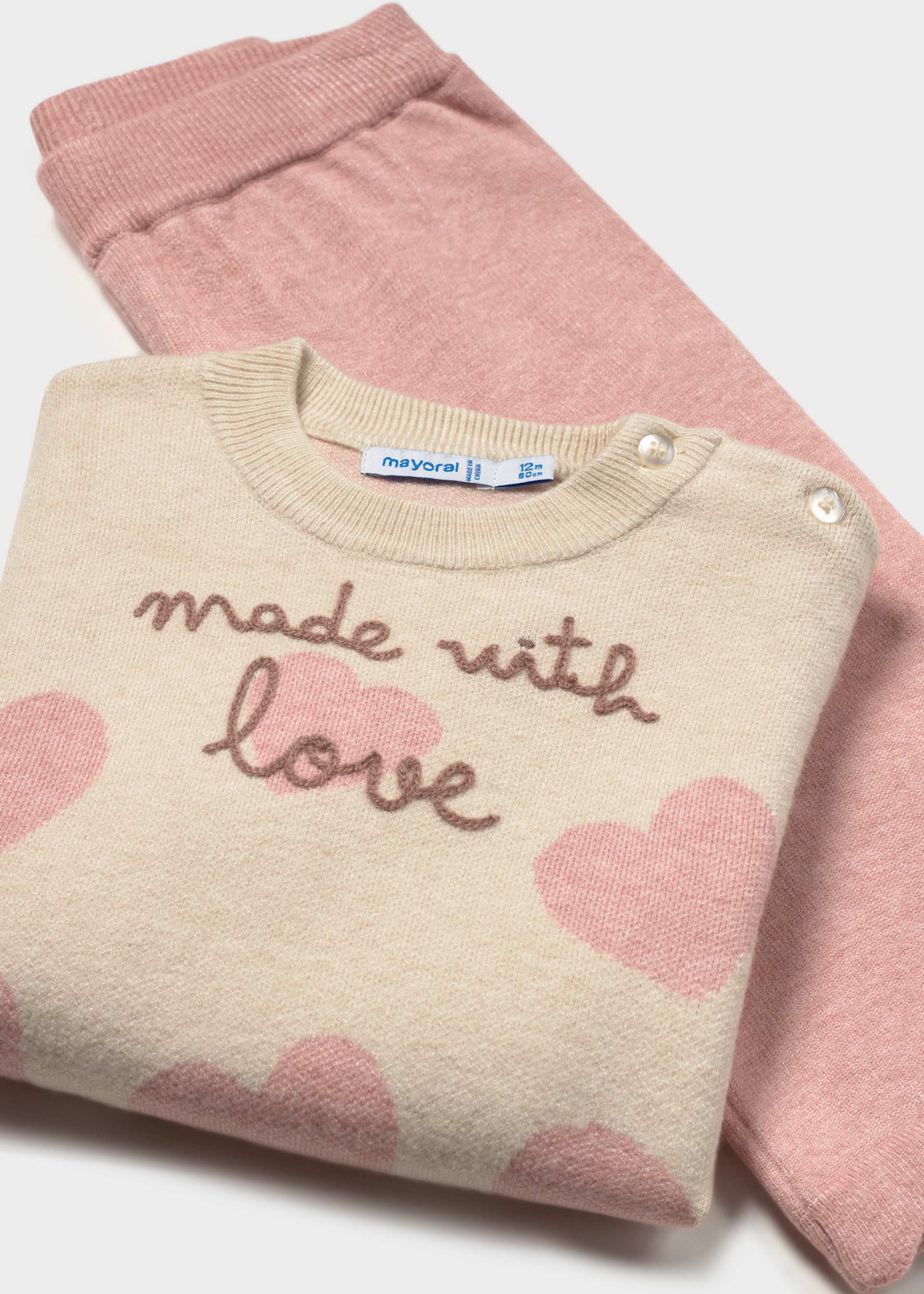 Baby heart trousers and jumper set