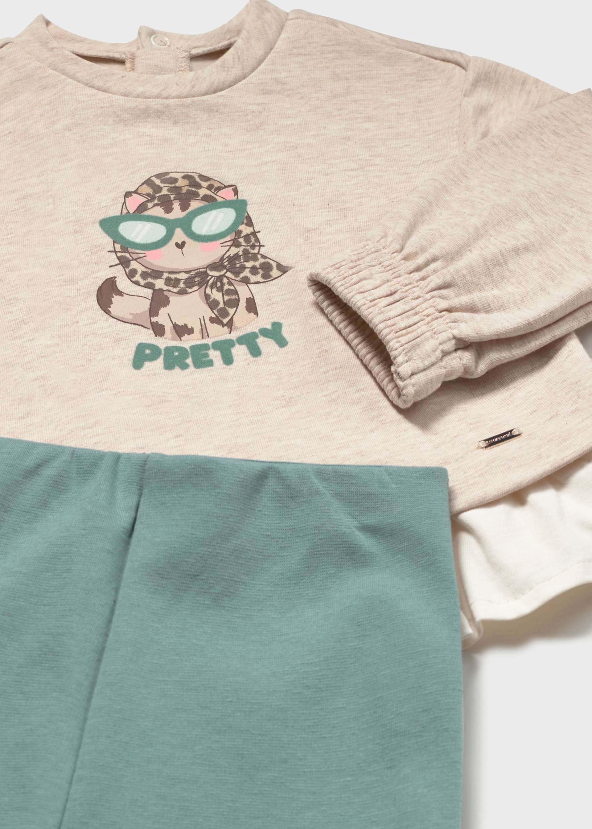 Completo leggings svasati e felpa neonata