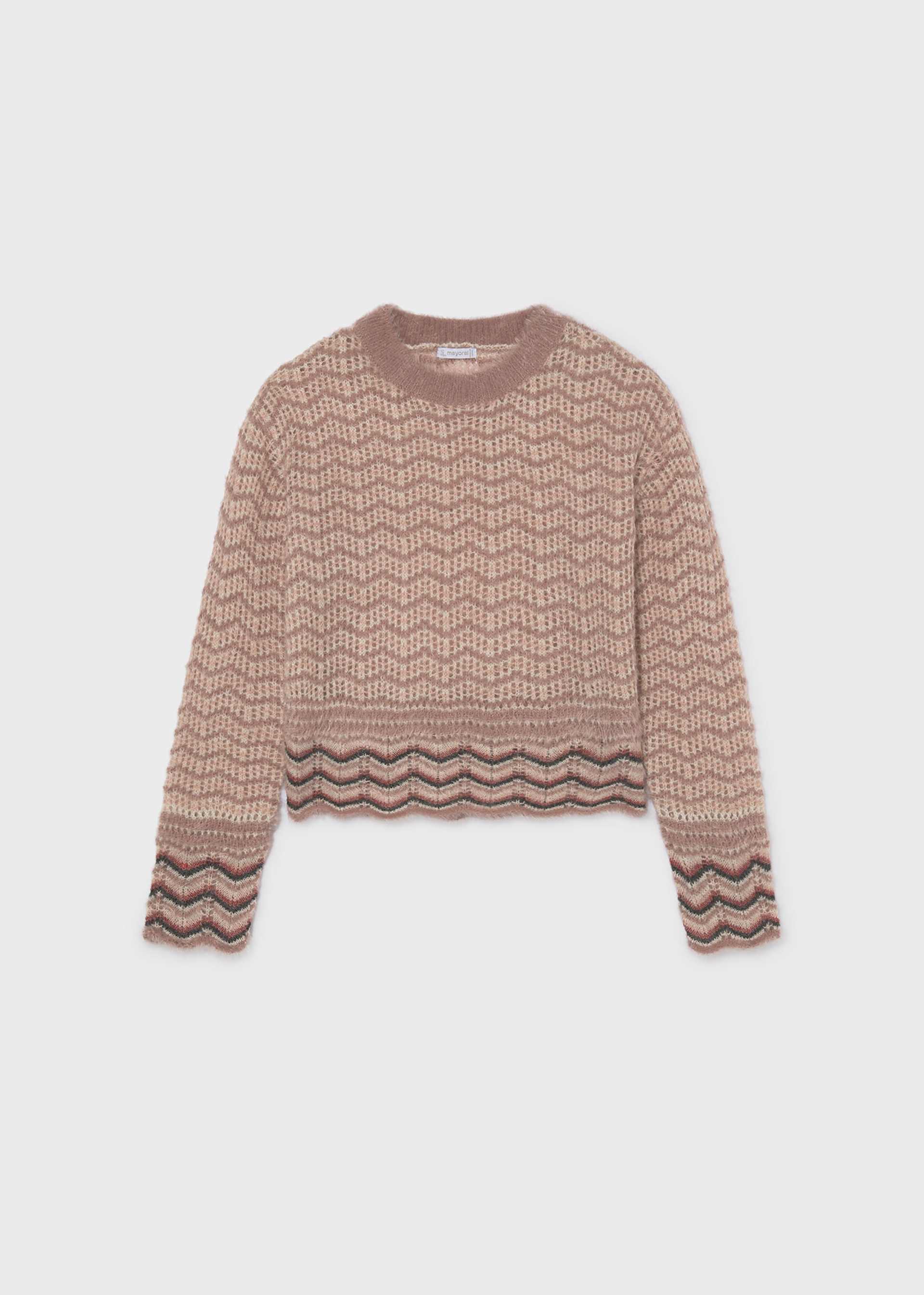 Pulover cu model geometric fata