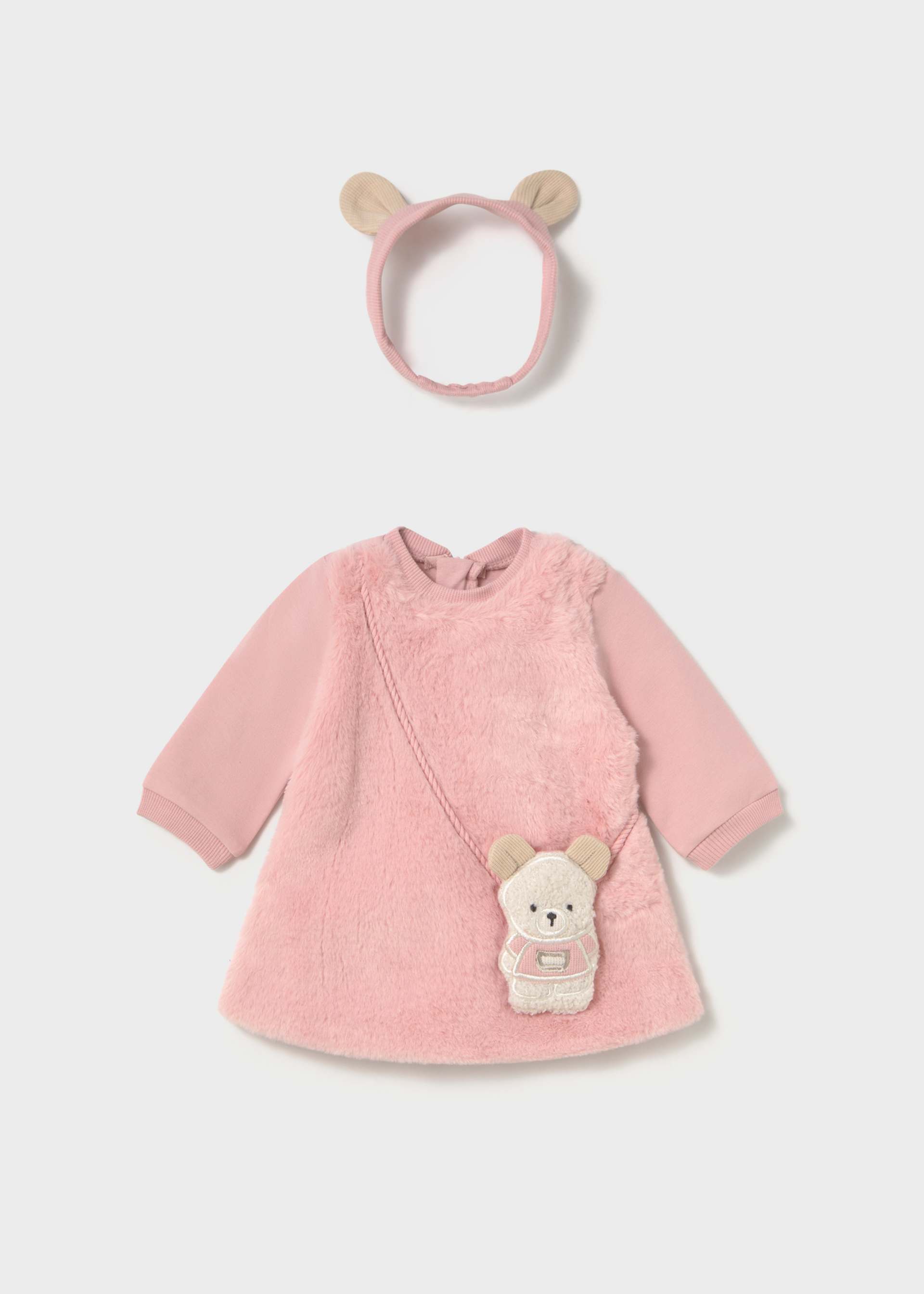 Vestido bolsa simulada con diadema recién nacida