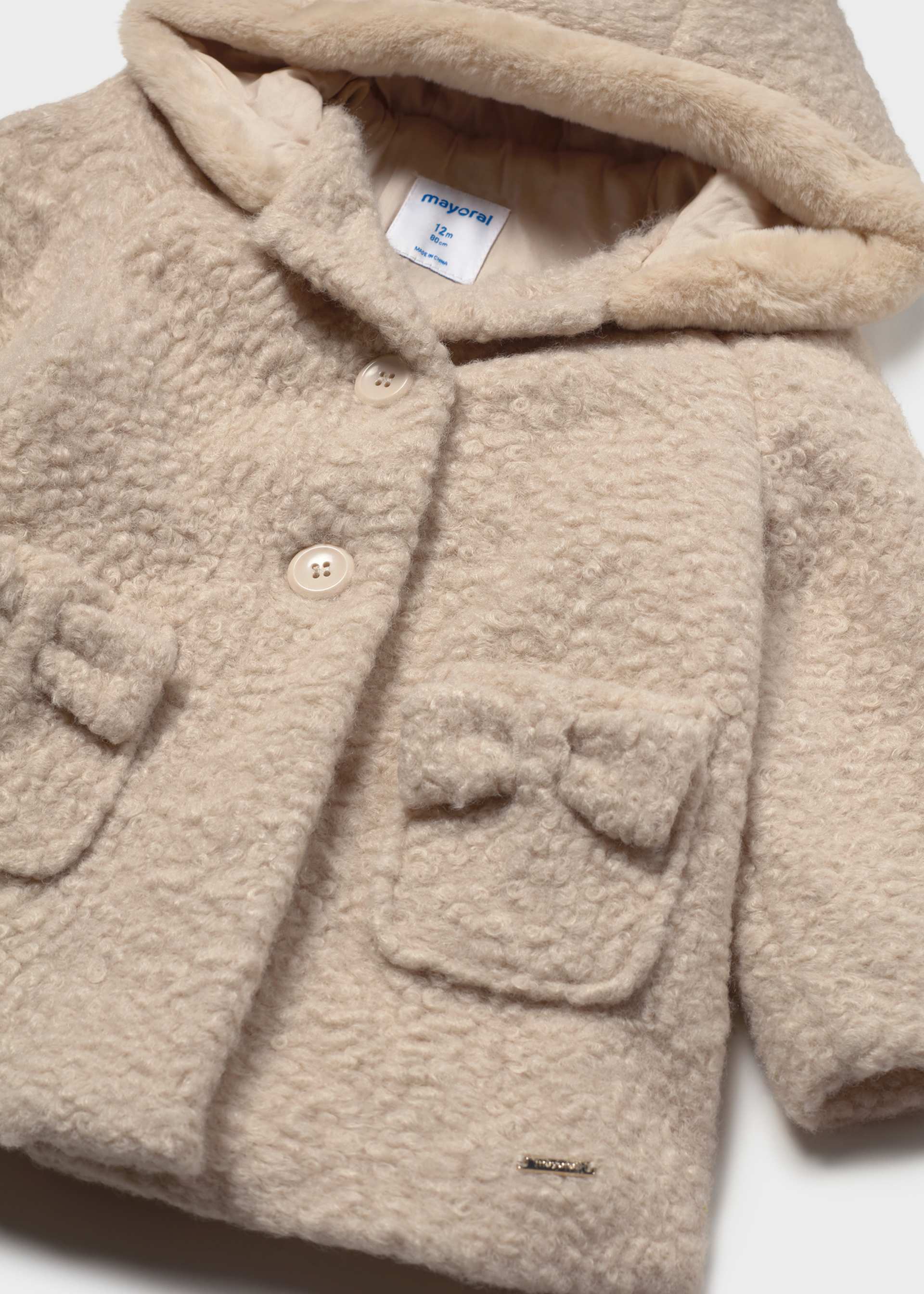 Baby textured hooded coat