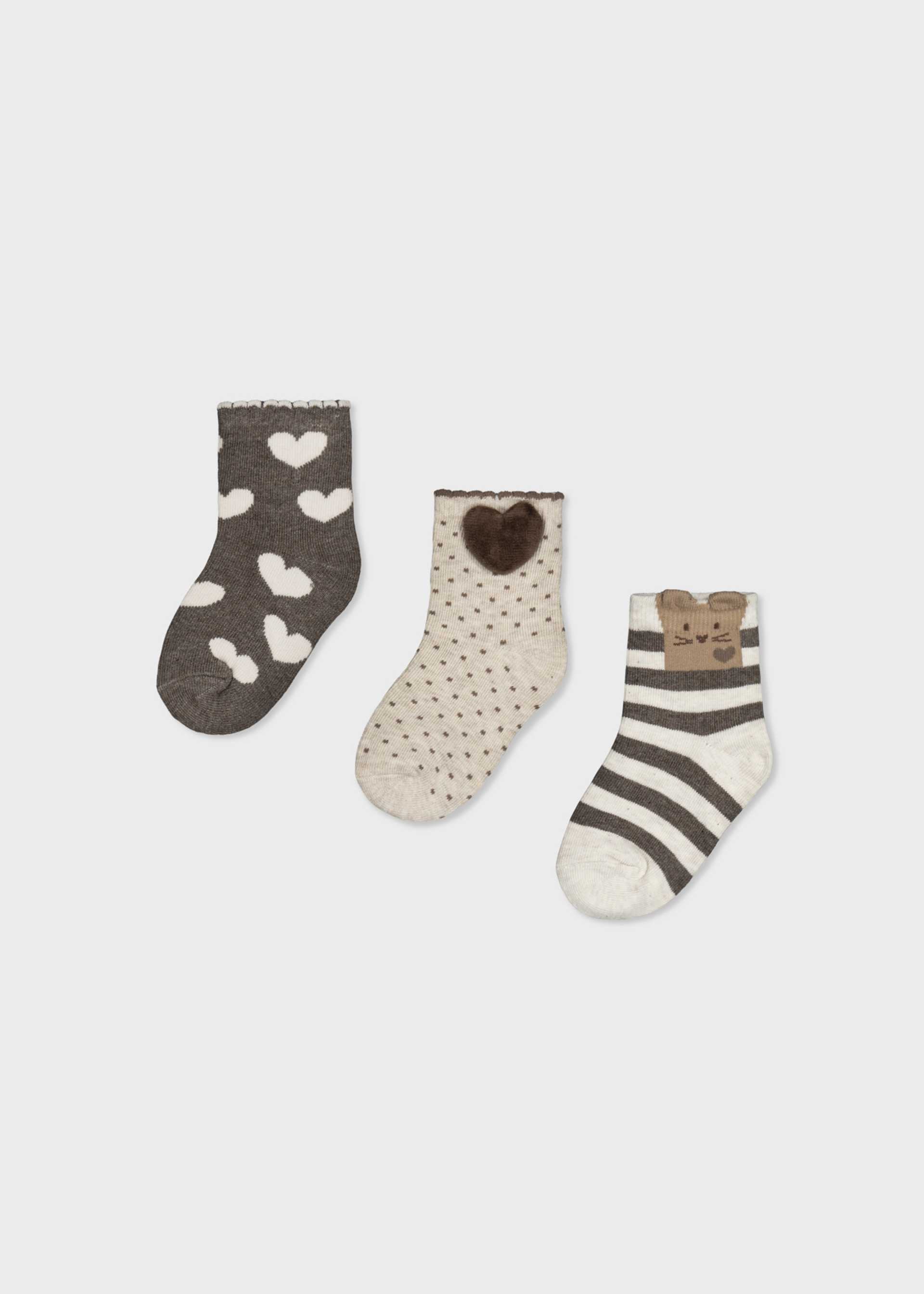 Set 3 calcetines corazones bebé