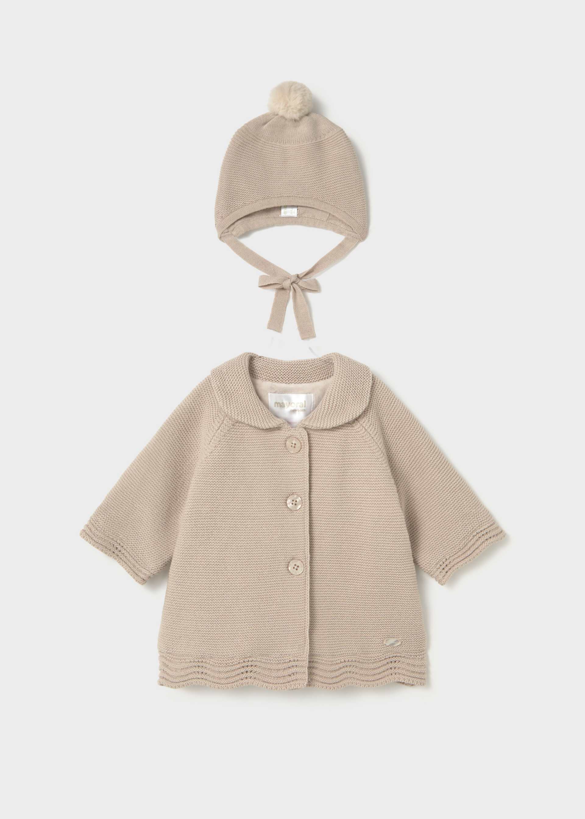 Cappotto a maglia con cappello neonata