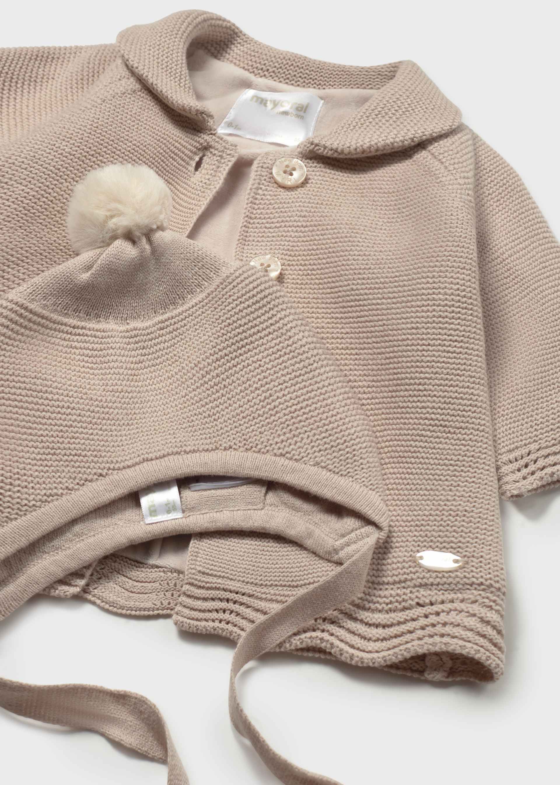 Cappotto a maglia con cappello neonata