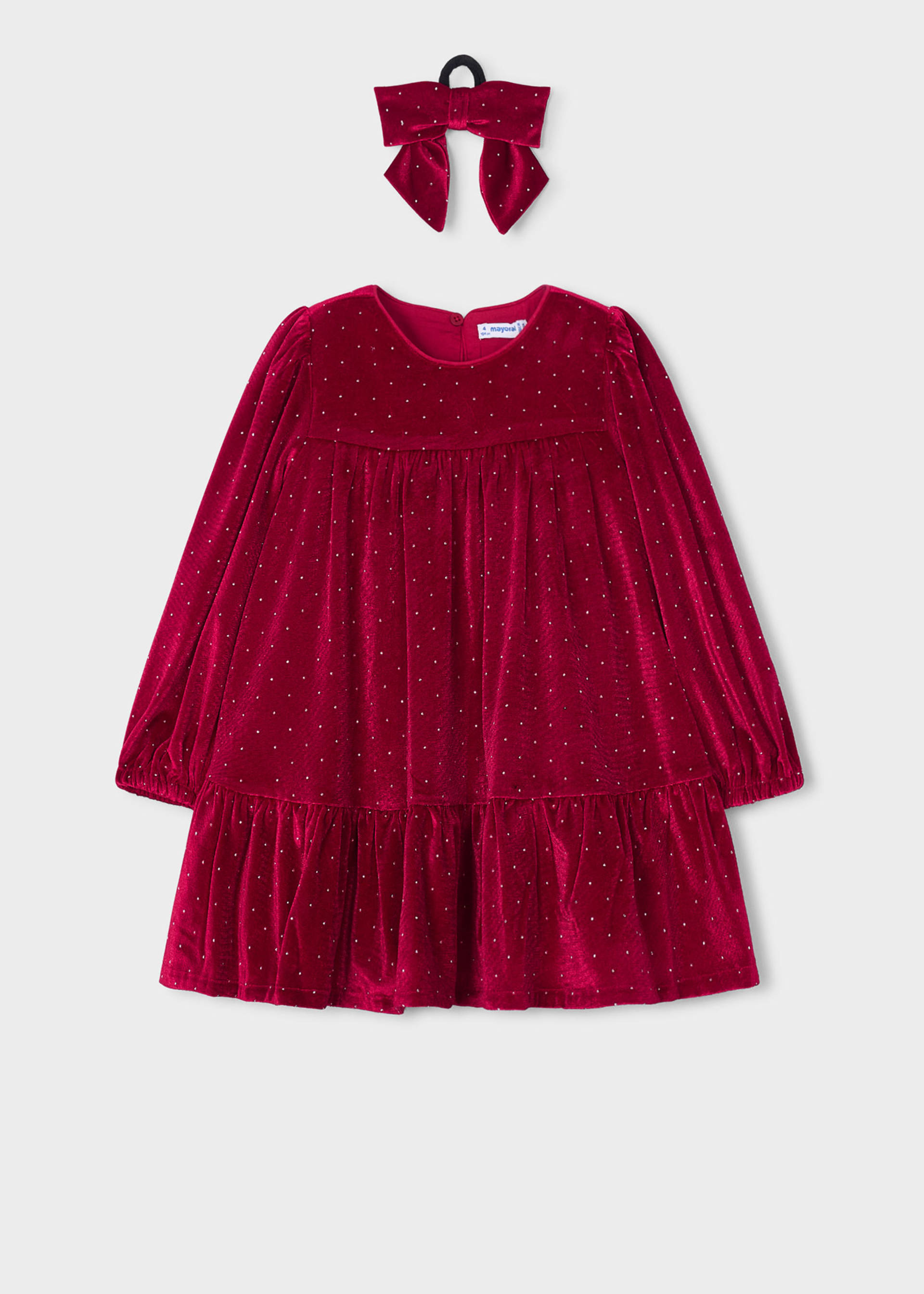 Vestido terciopelo con coletero niña