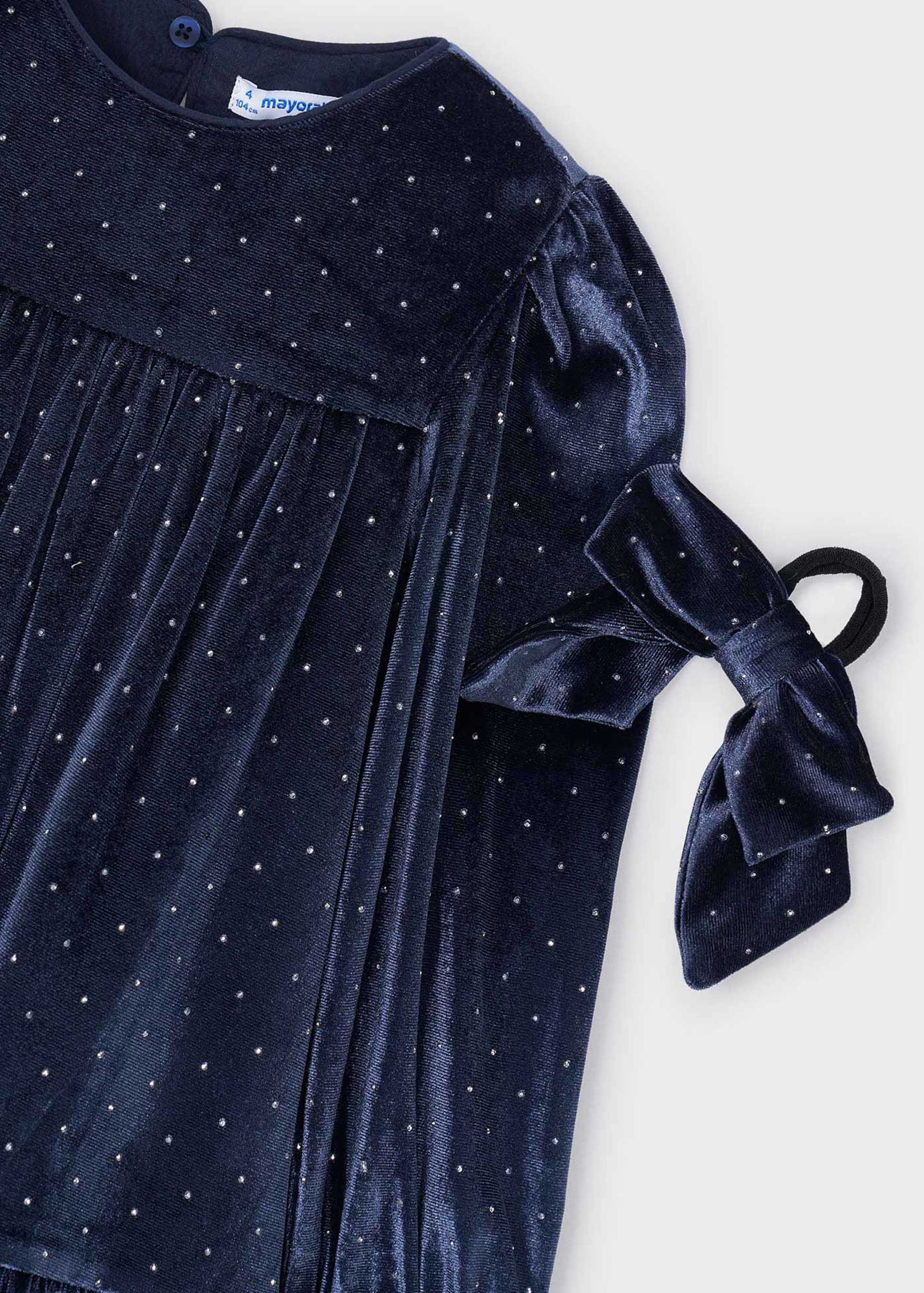 Girl Velvet Dress With Scrunchie