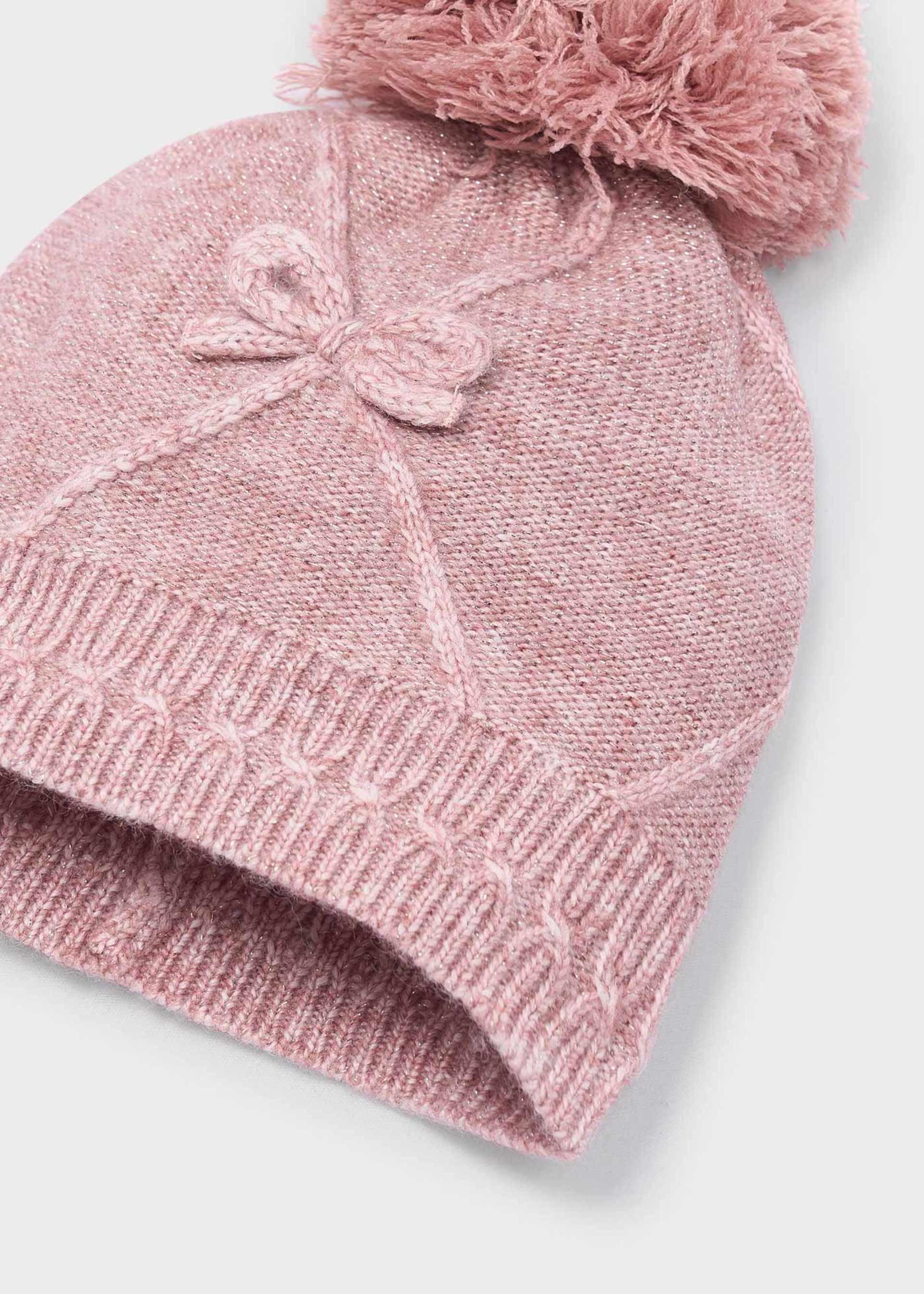 Conjunto de gorro e cachecol gola laços menina