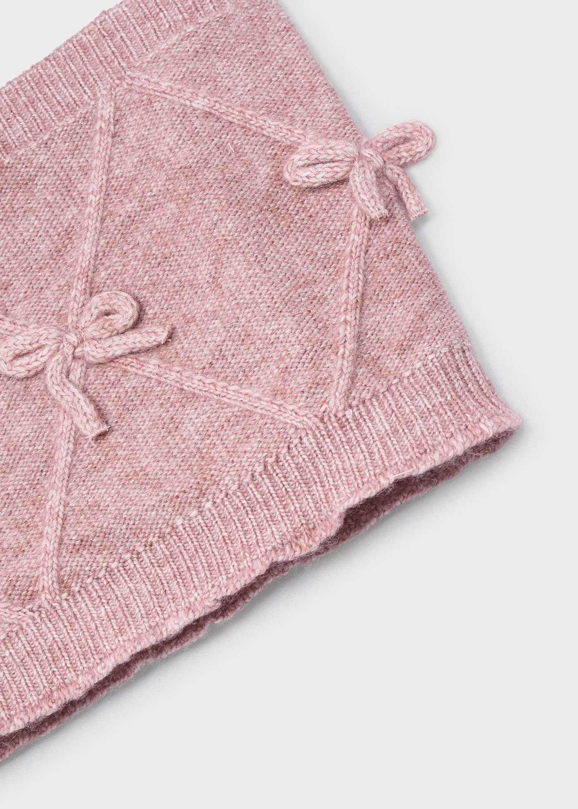 Conjunto de gorro e cachecol gola laços menina
