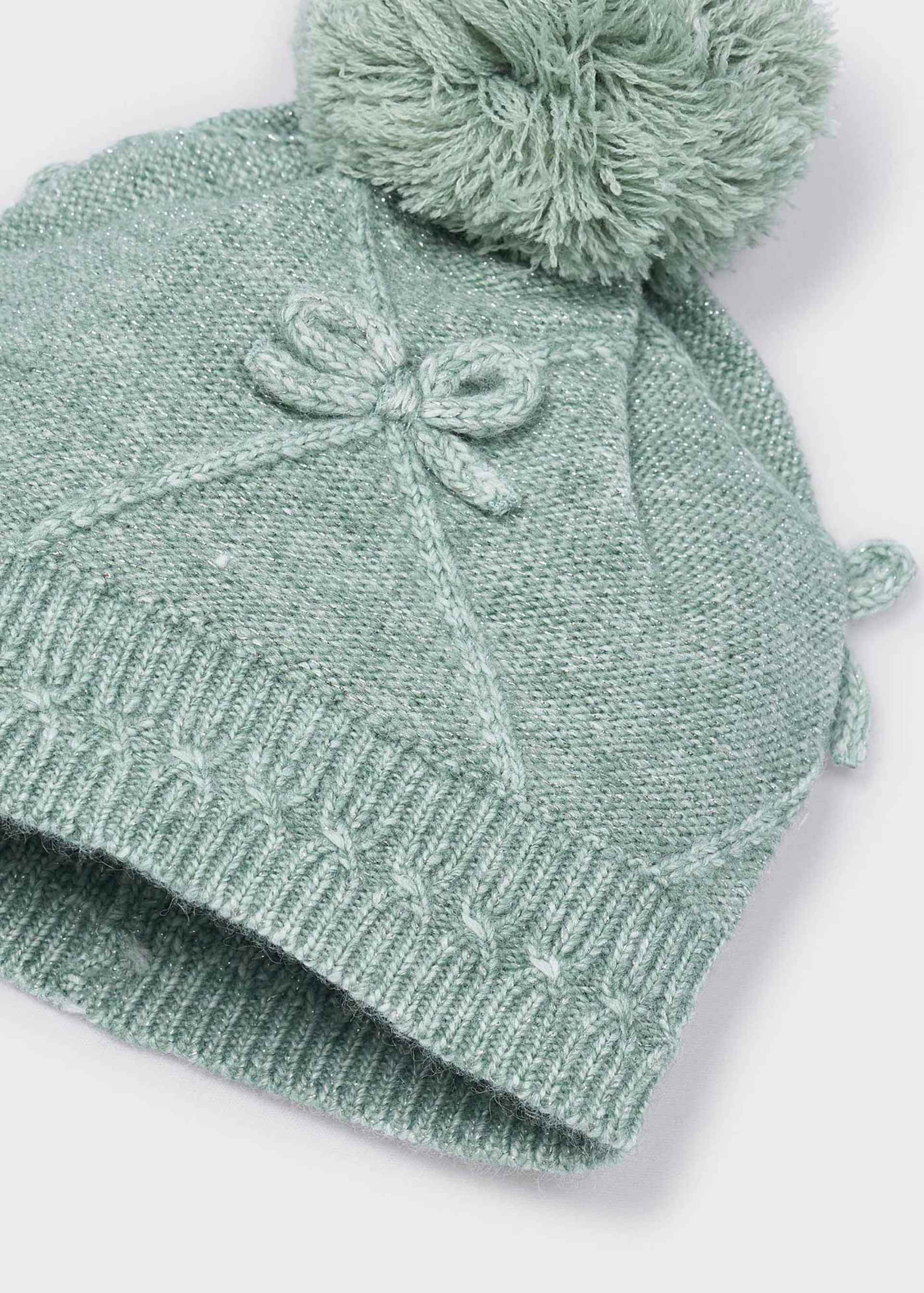 Conjunto gorro y bufanda cuello moños niña