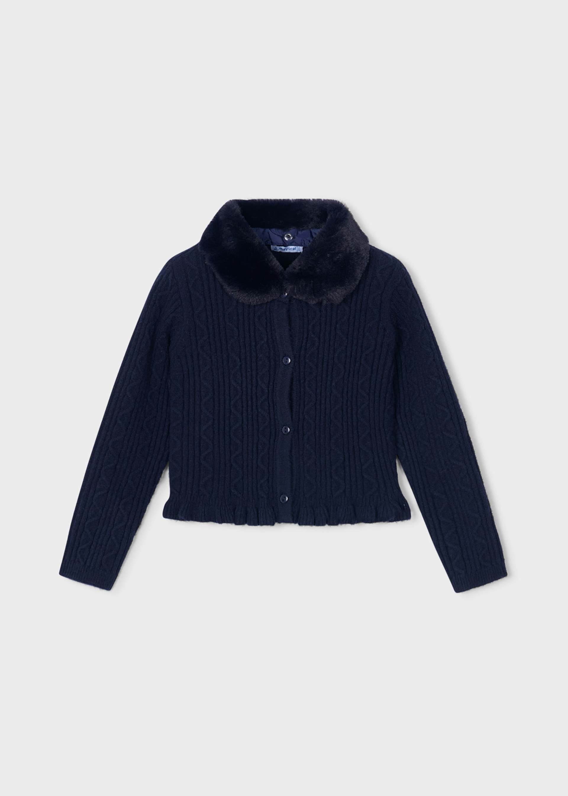 Bolero tricô gola pelo menina