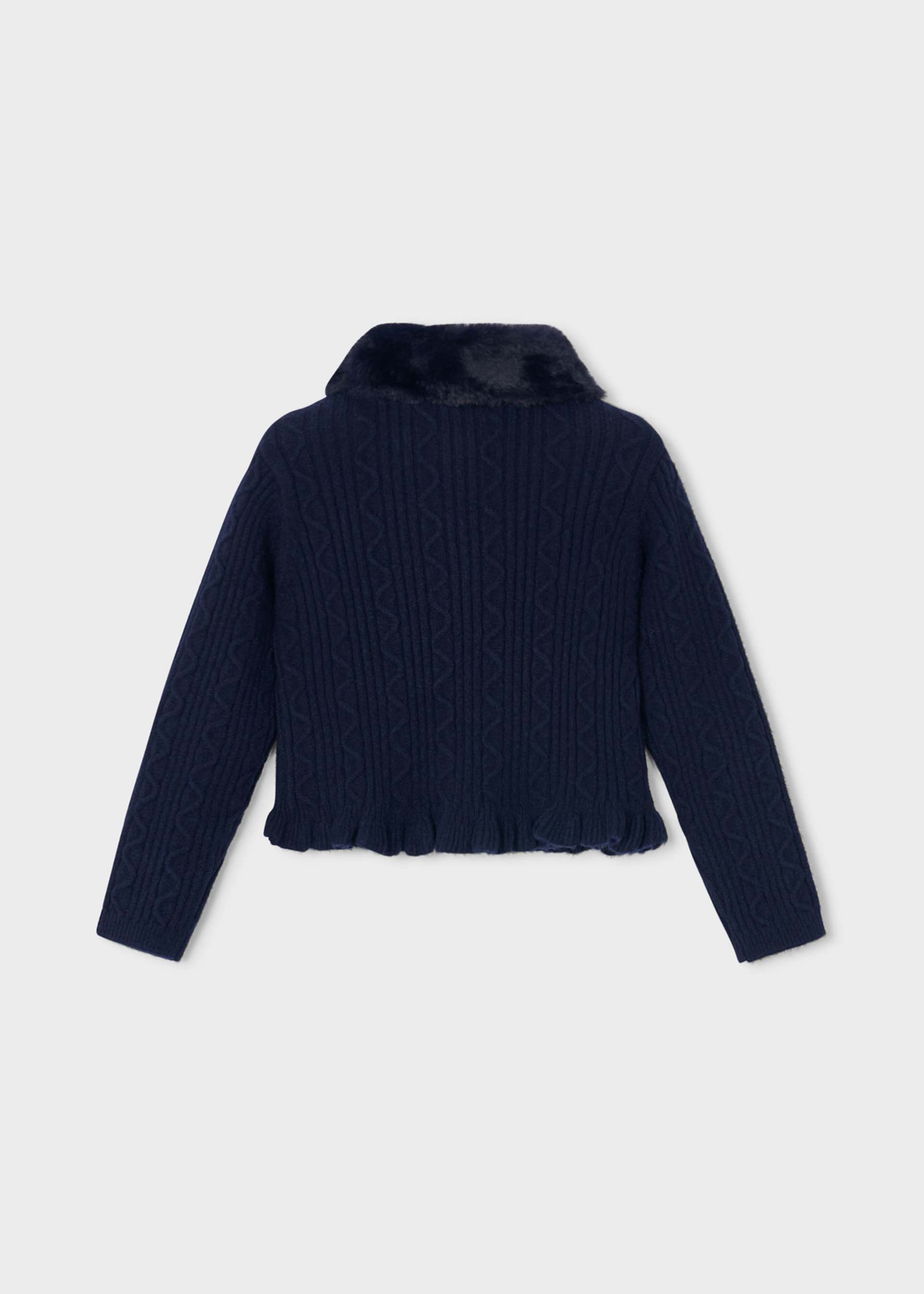 Suéter tricot cuello pelo niña