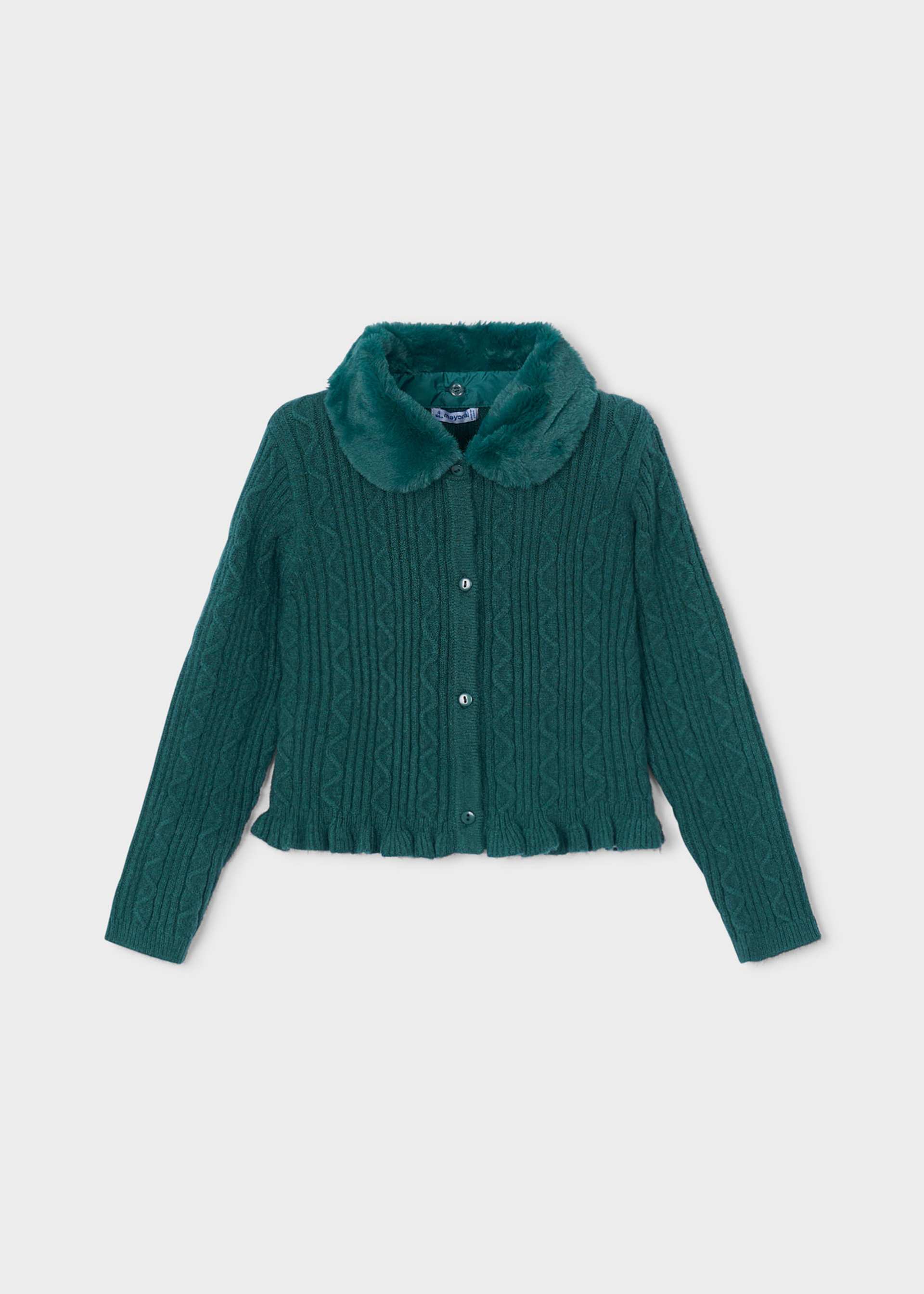 Rebeca tricot cuello pelo niña