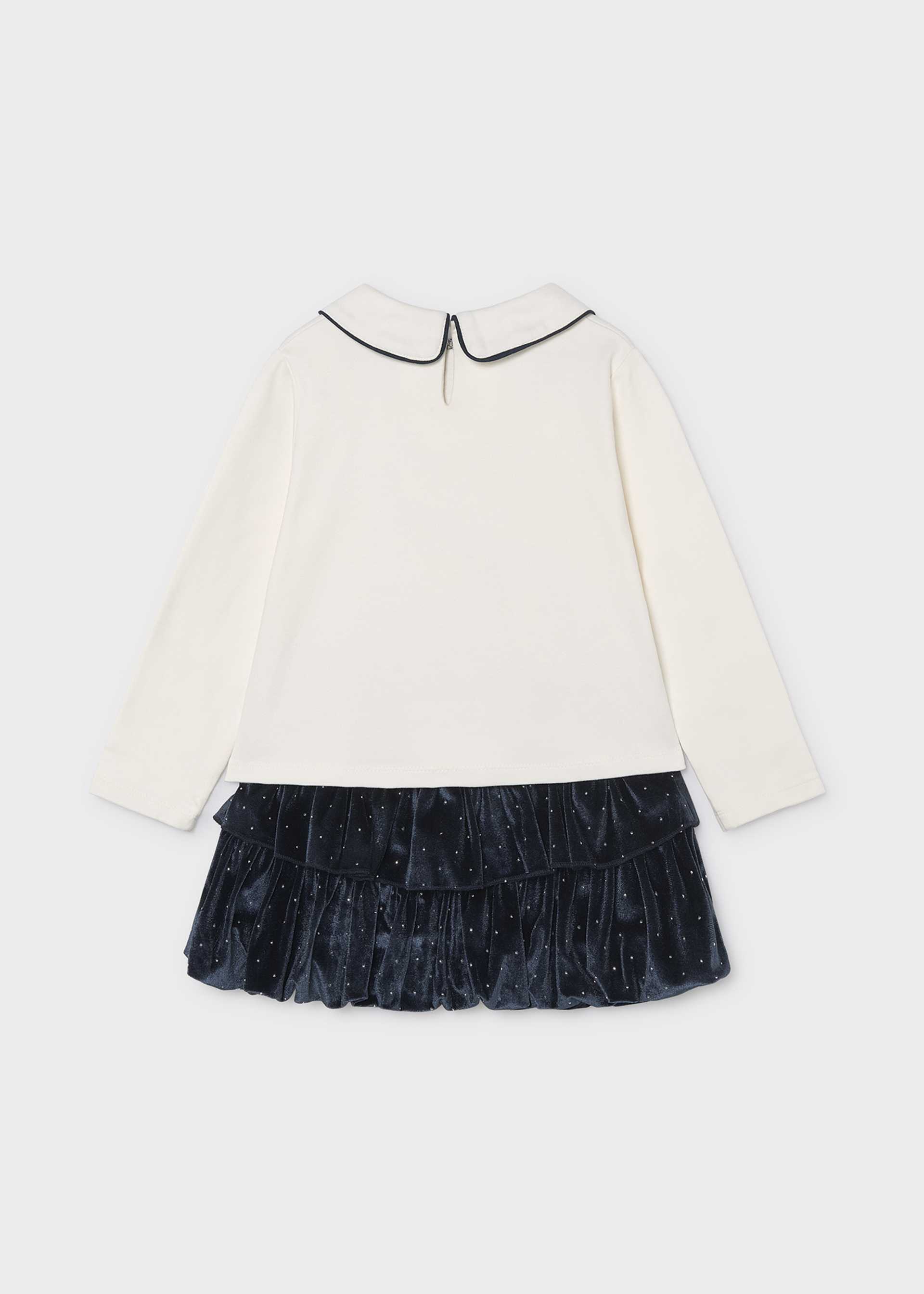 Velvet skirt and T-shirt set for girls