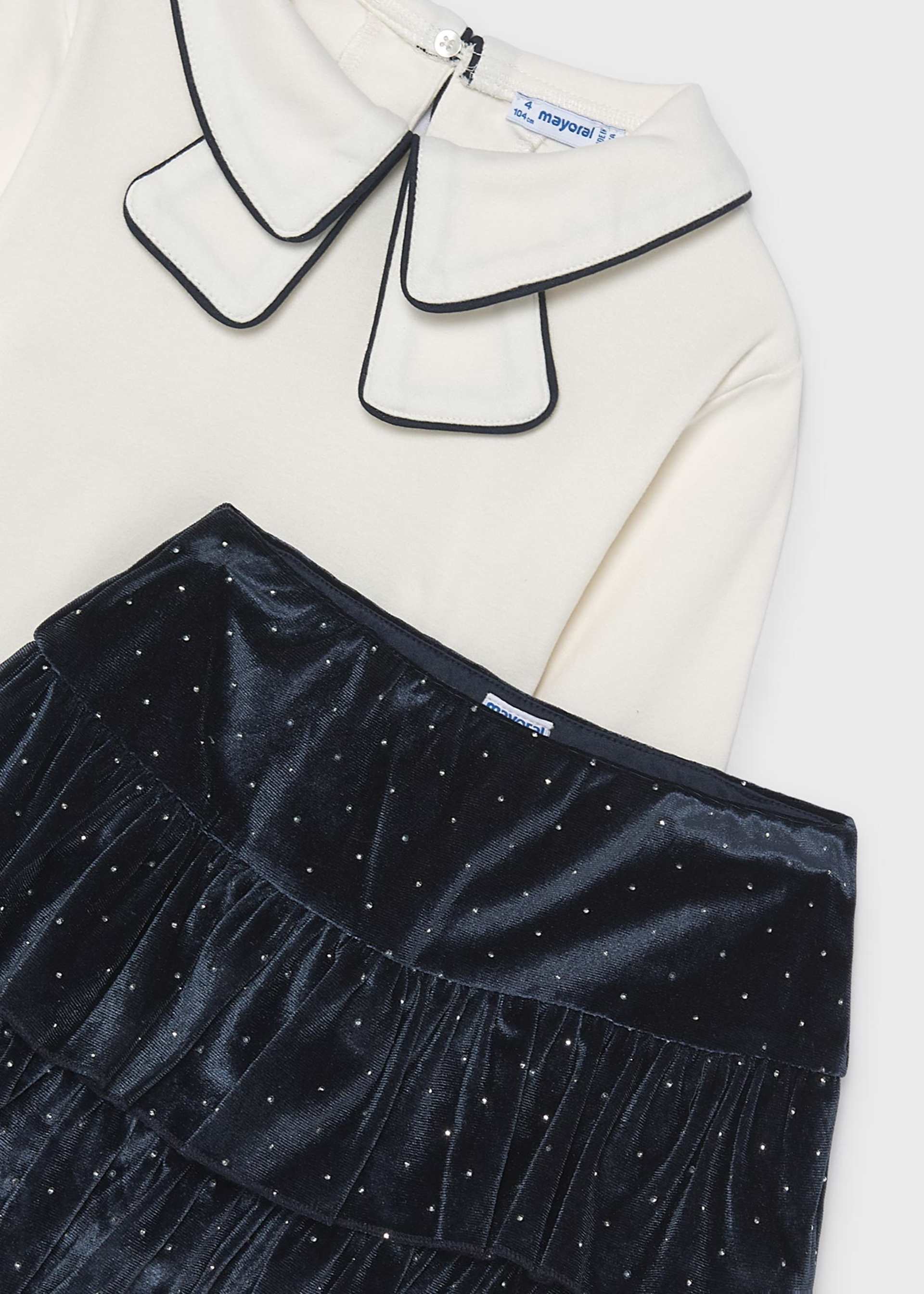 Conjunto falda y camiseta terciopelo niña