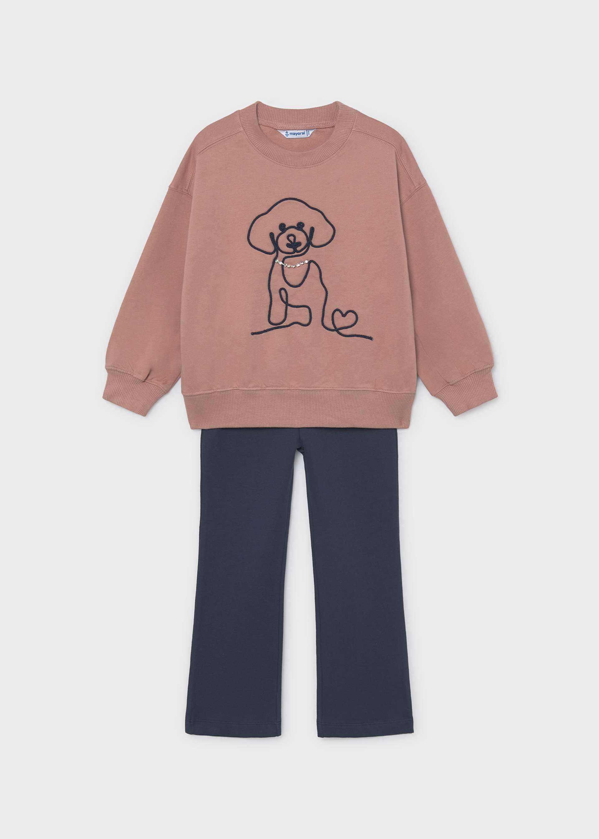 Set Leggings flare und Sweatshirt Hündchen Mädchen