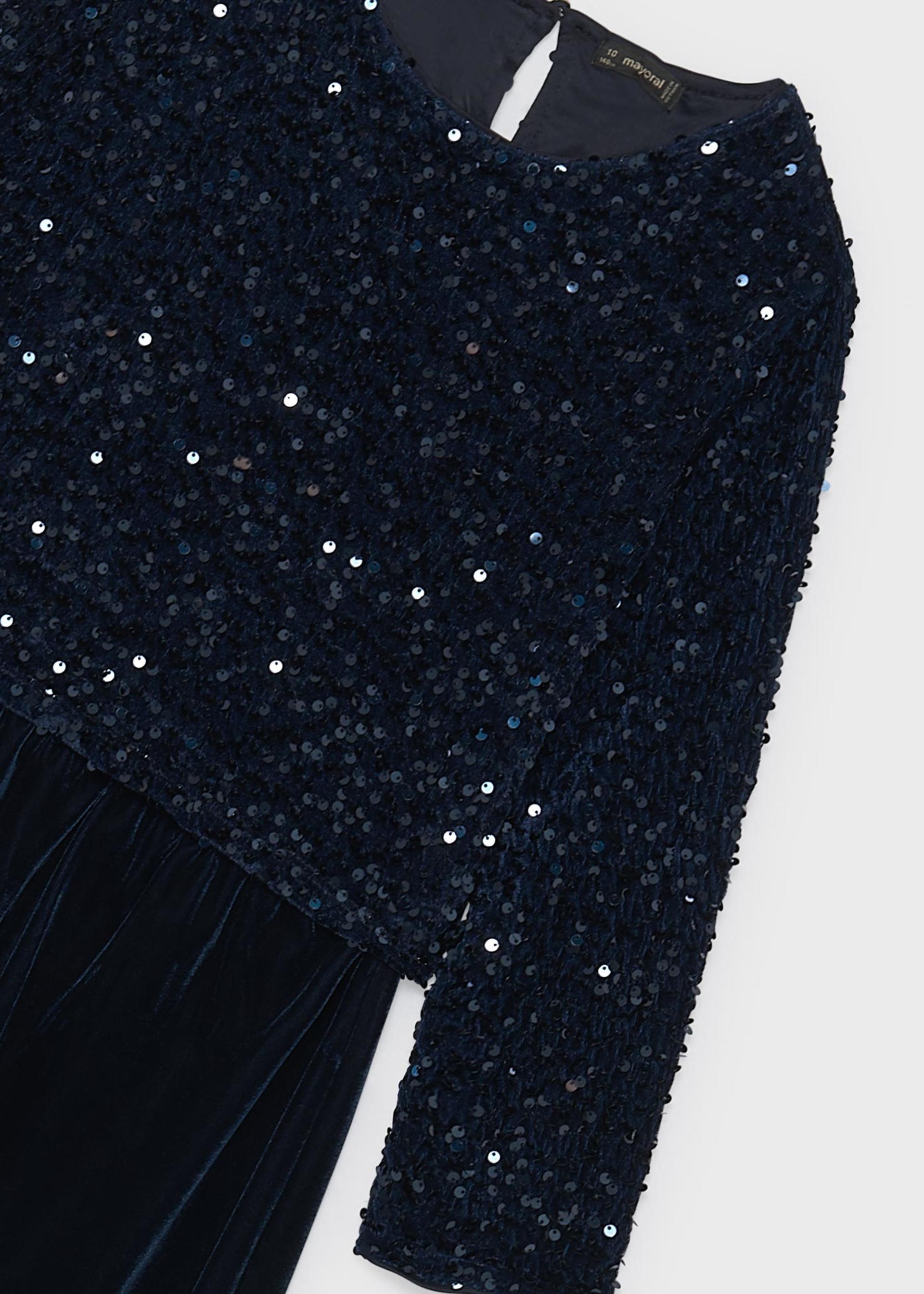 Combinaison en velours à paillettes fille