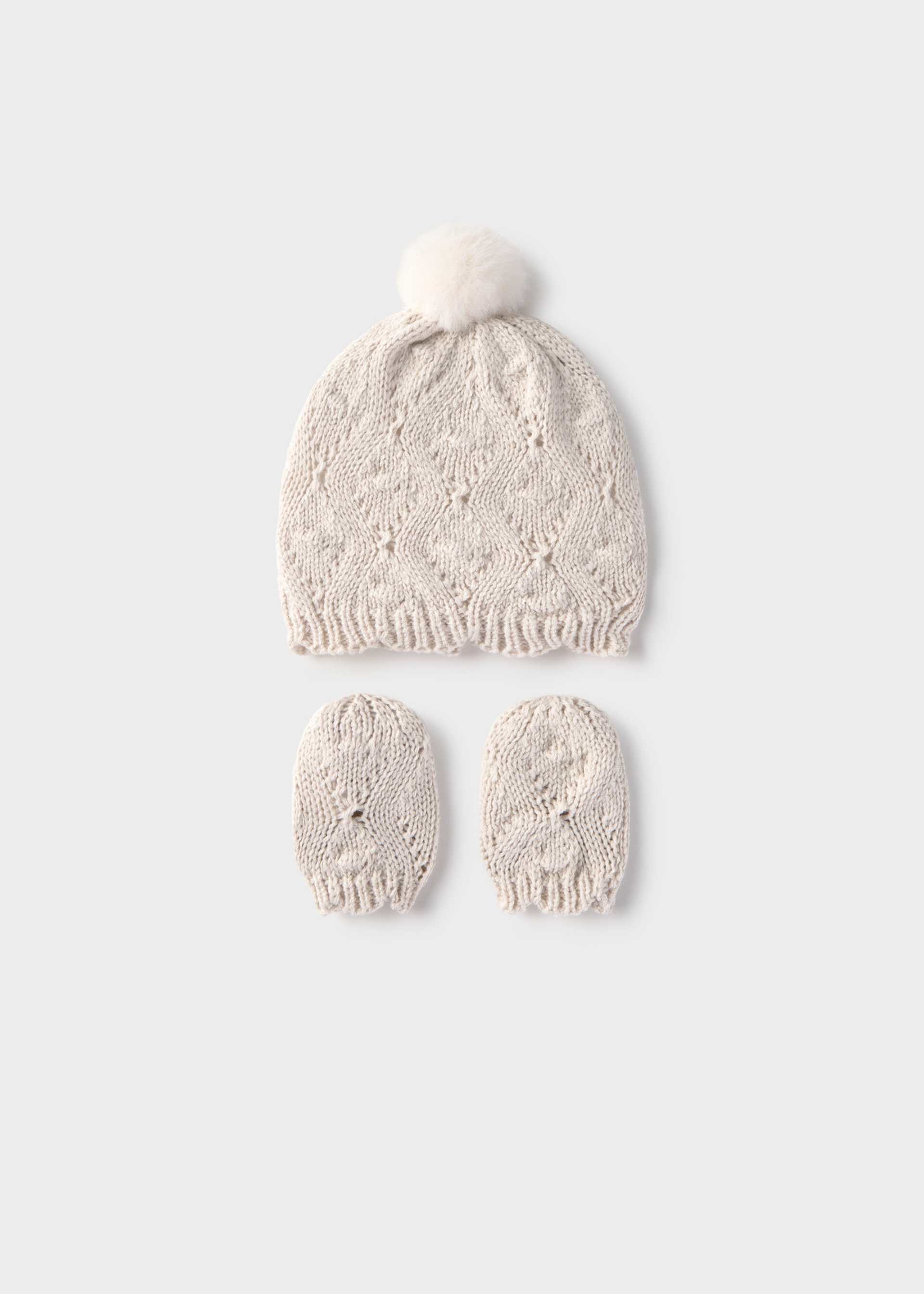 Completo cappello e manopole neonata