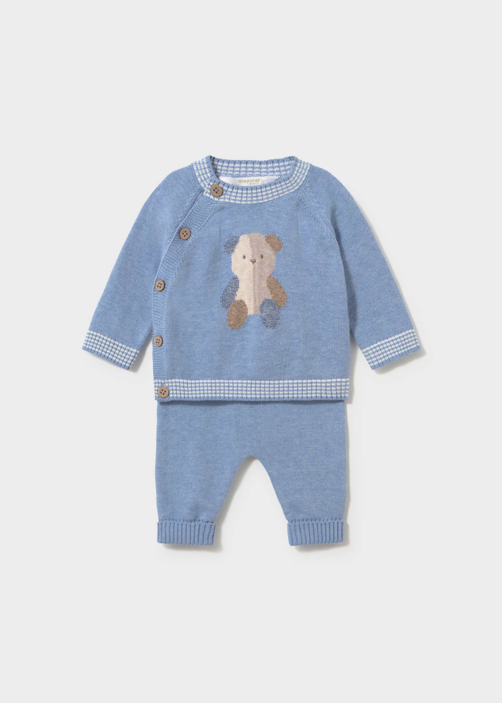 Newborn trousers and teddy bear jumper set