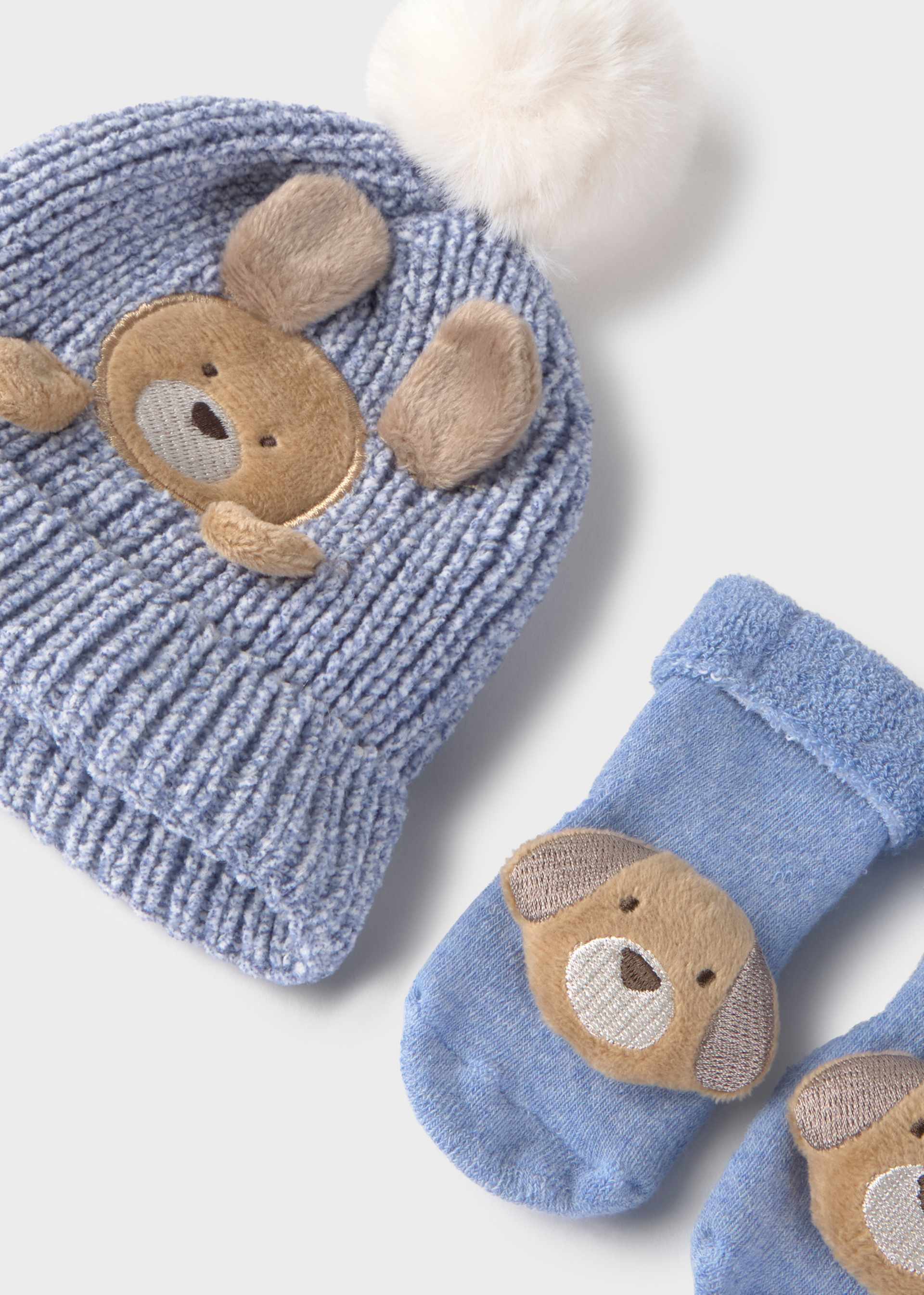 Komplet czapka i rękawiczki Bear dla noworodka