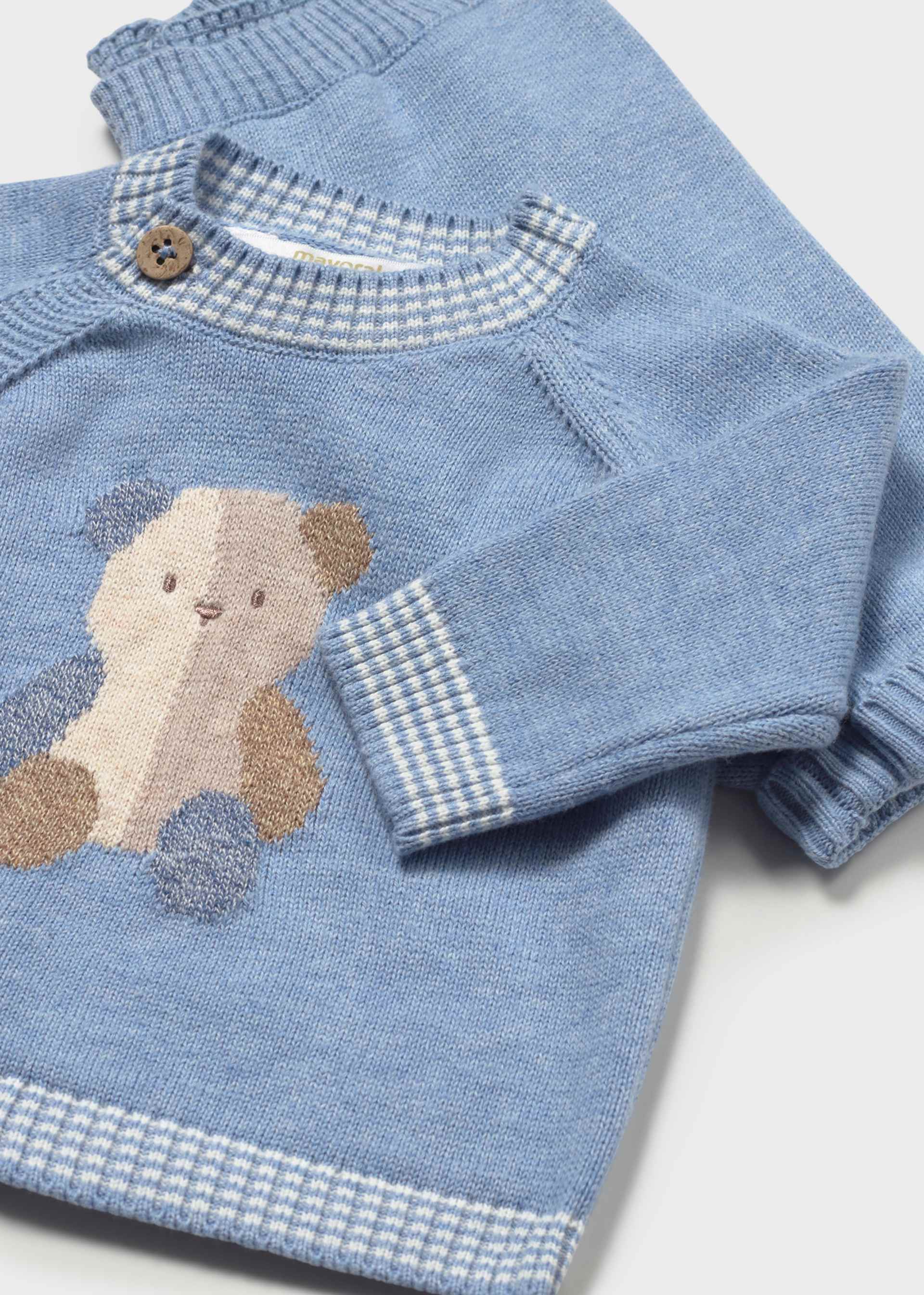 Newborn trousers and teddy bear jumper set