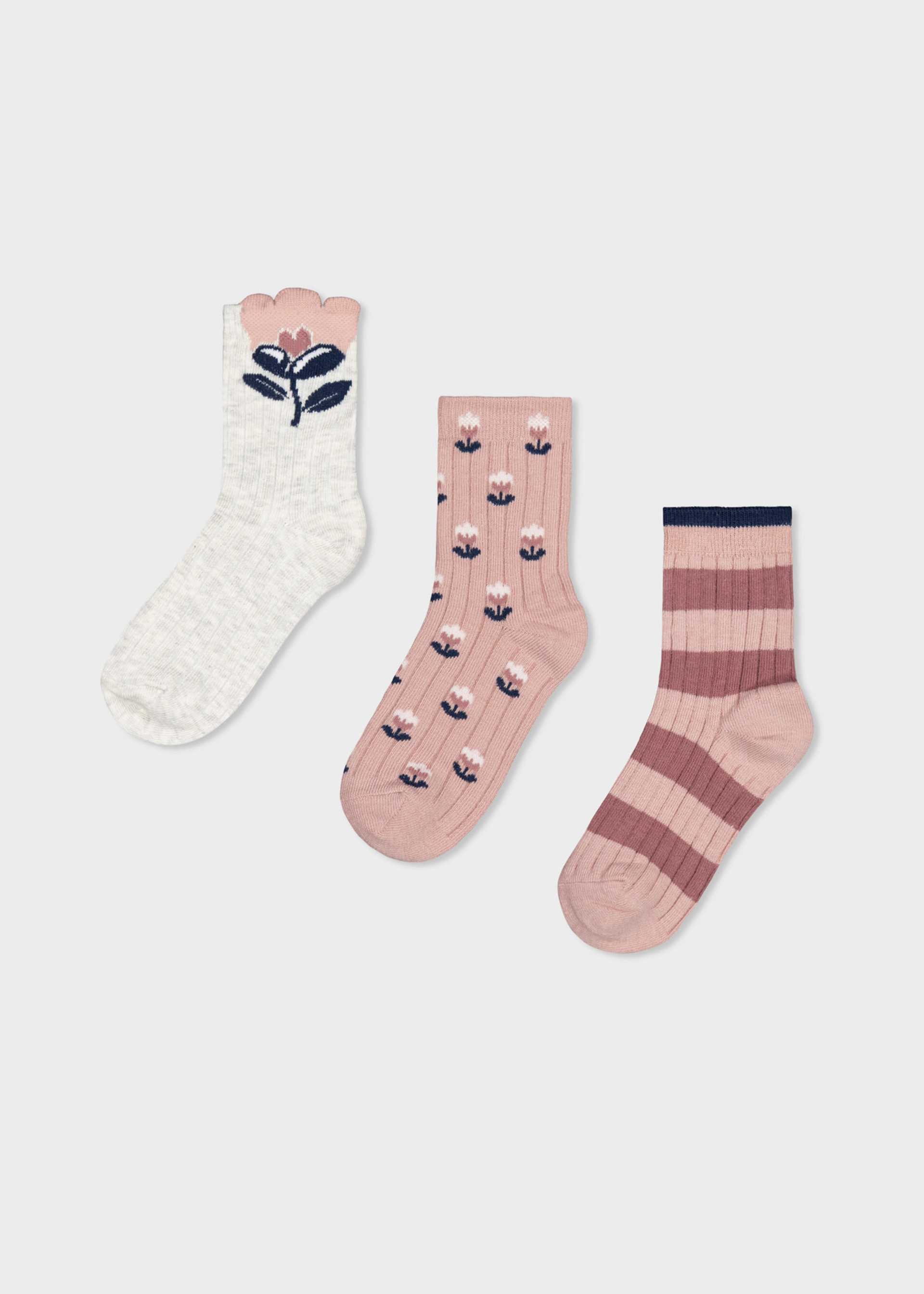 Set 3 calze fiori bambina