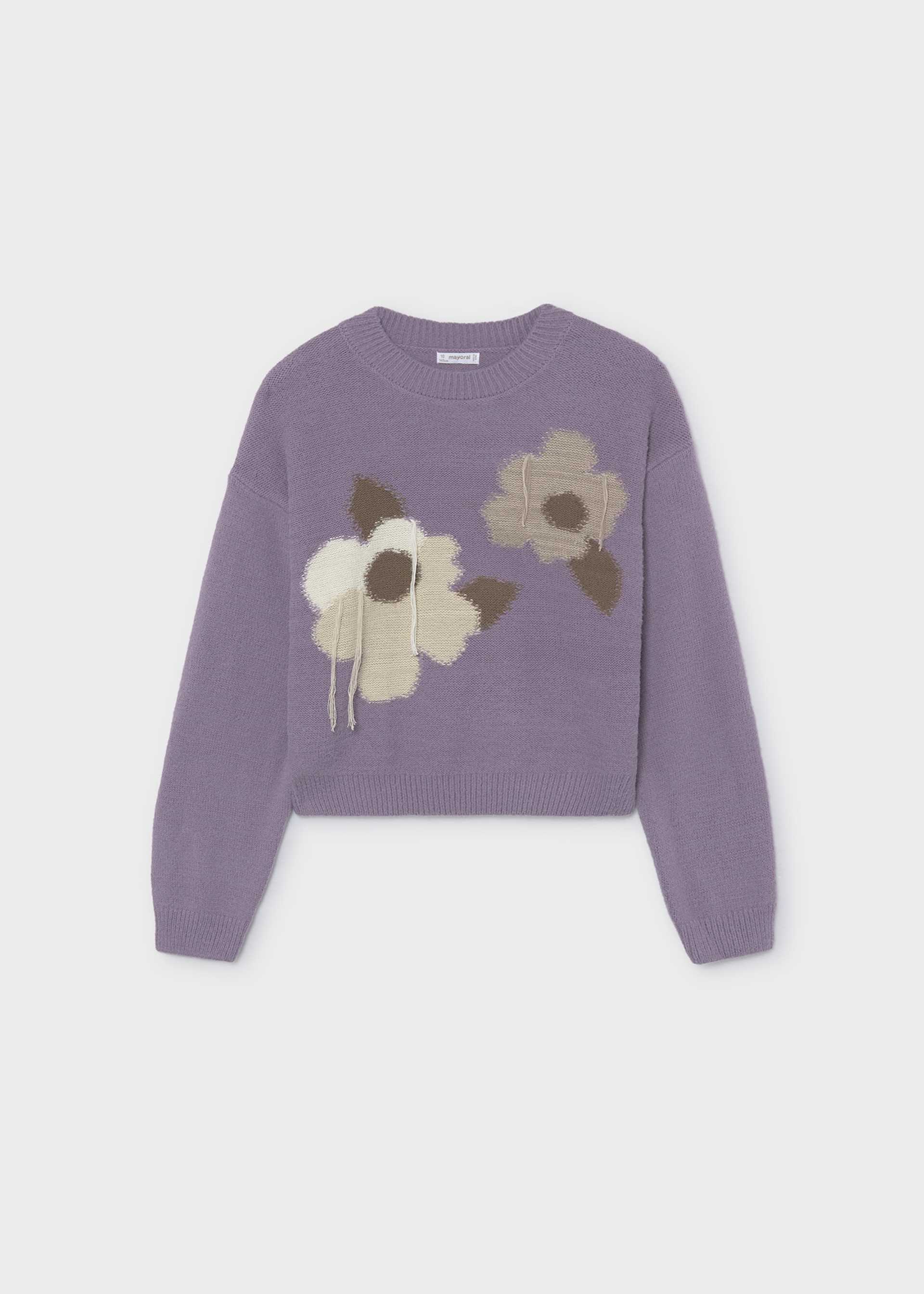 Maglione intarsio fiori ragazza