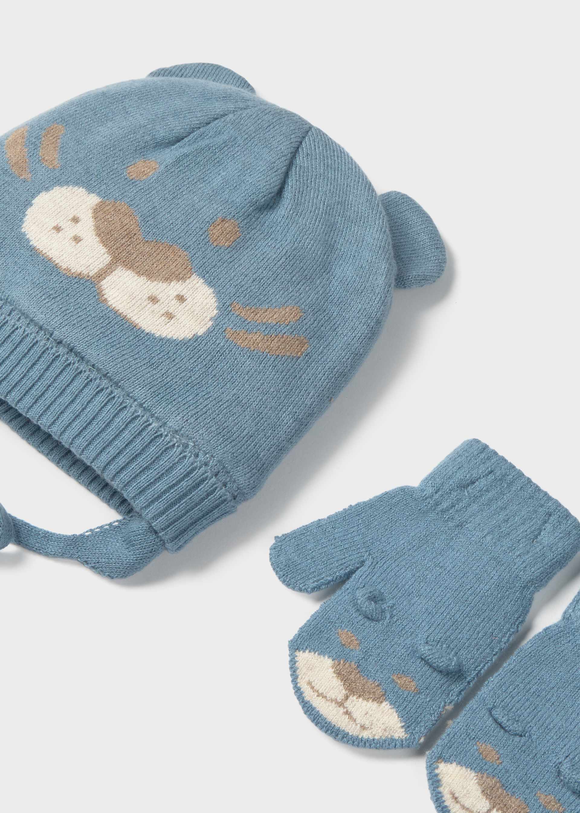 Conjunto gorro y guantes animalitos bebé