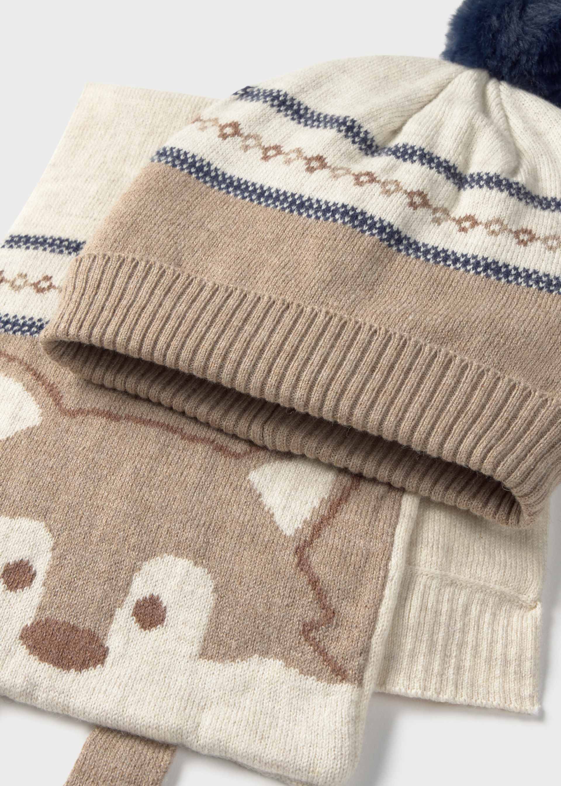 Set Mütze und Schal Tierchenmotiv Baby