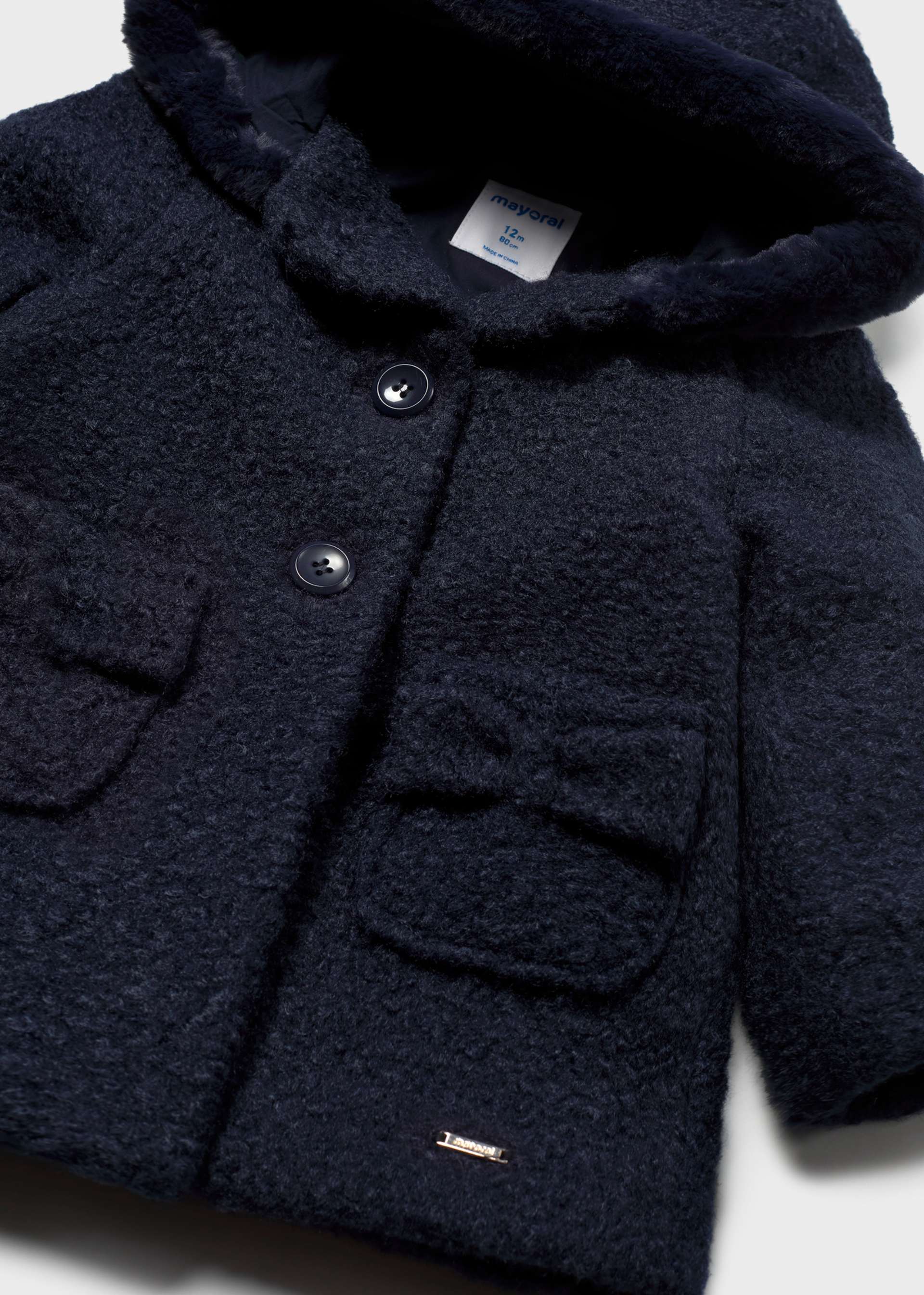 Baby textured hooded coat