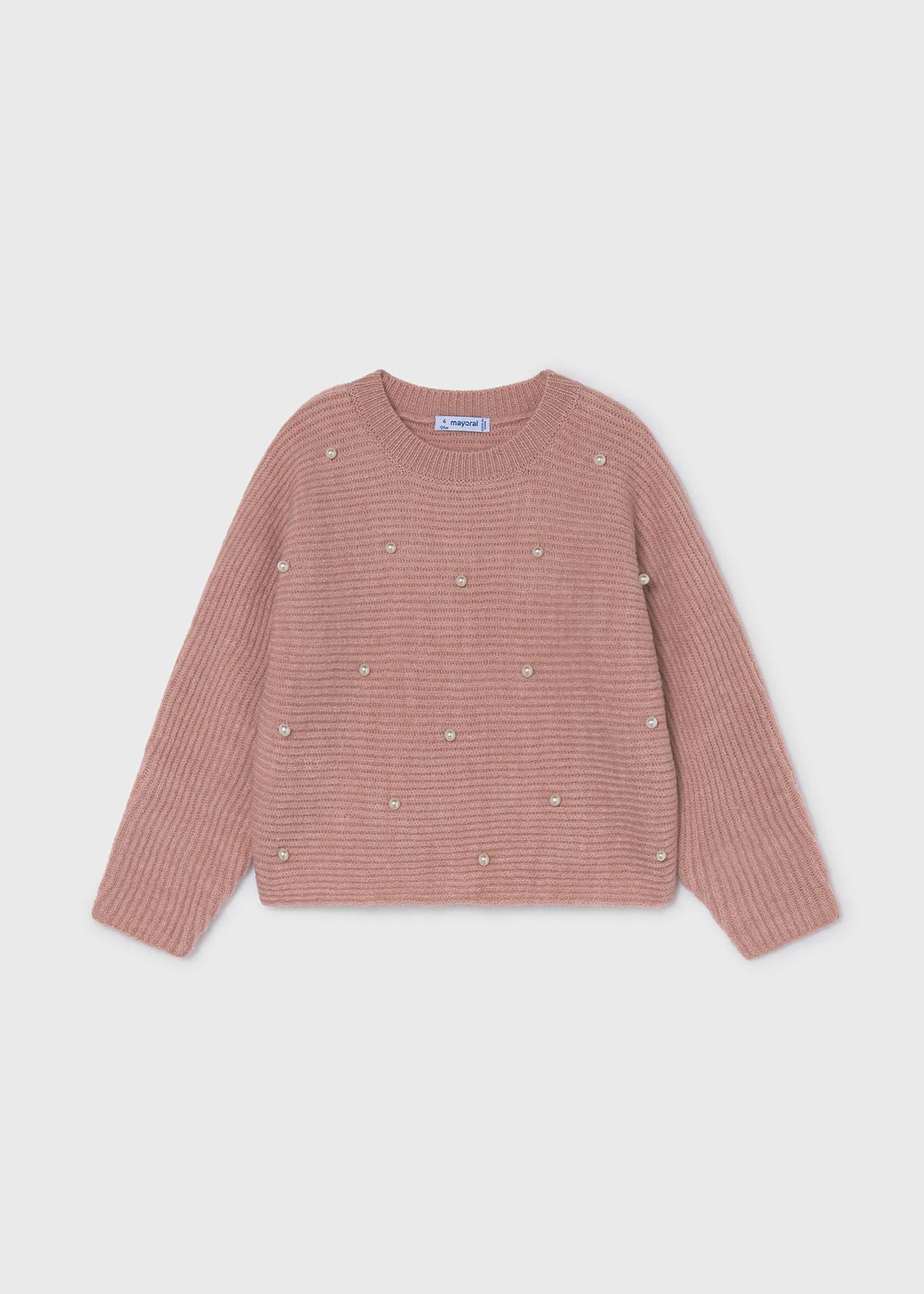 Girl Knit Sweater With Pearls