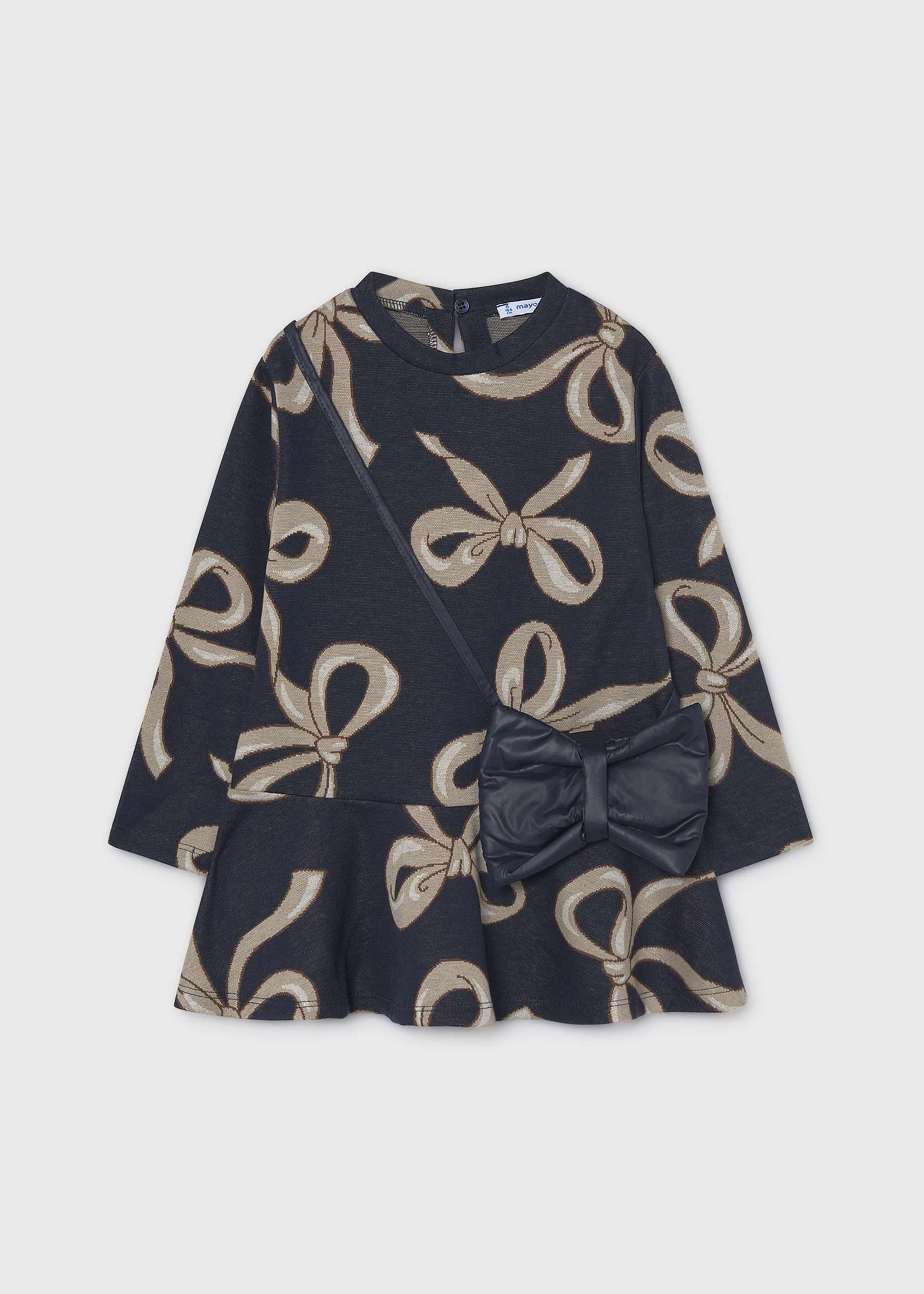 Printed dress with a girl's handbag