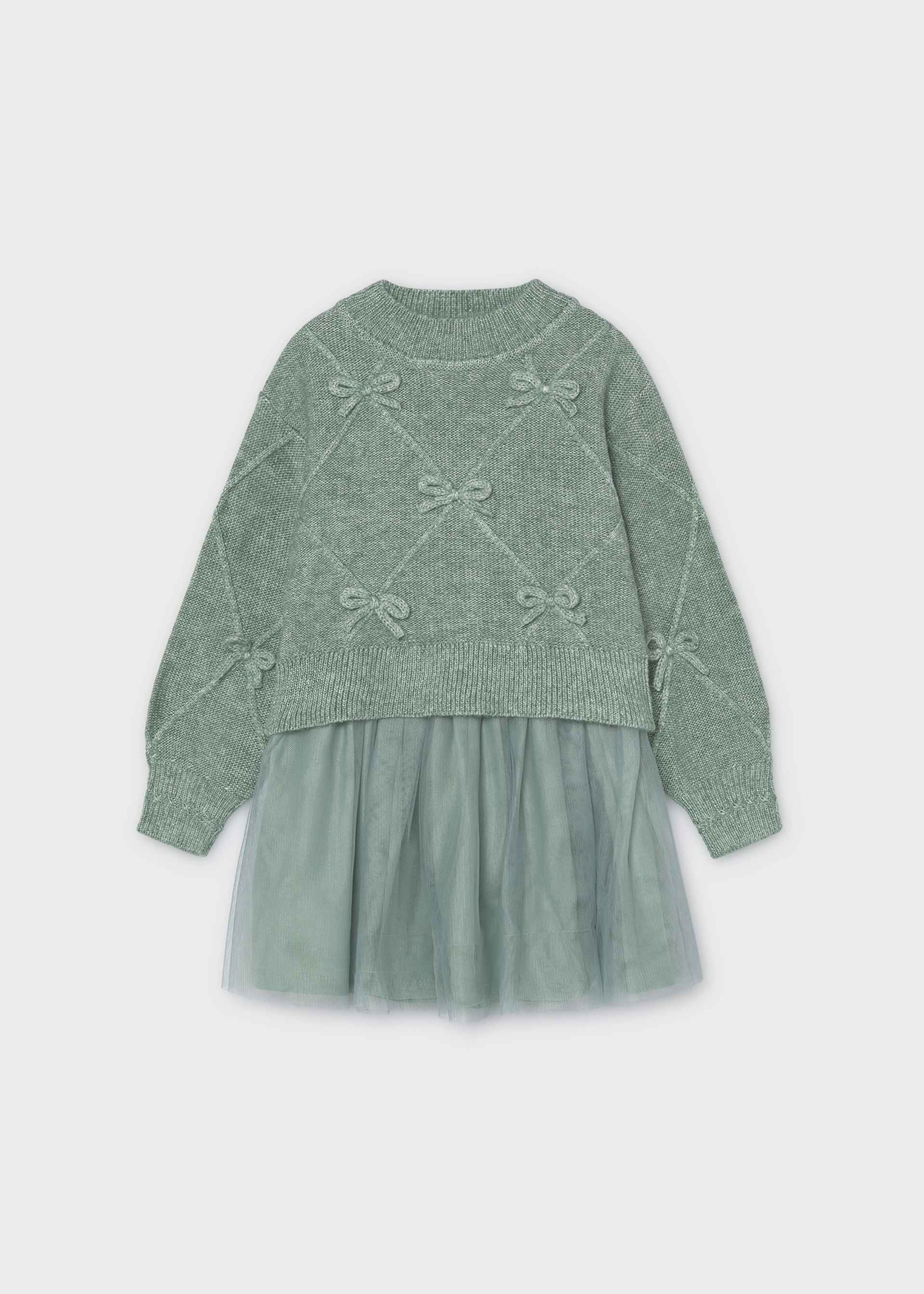 Girls' knitted dress with bows