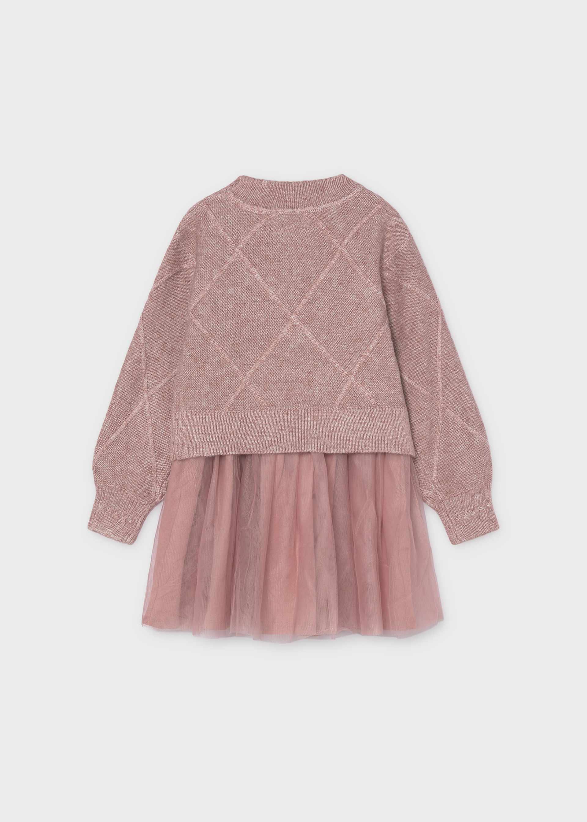 Vestido tricot combinado moños niña