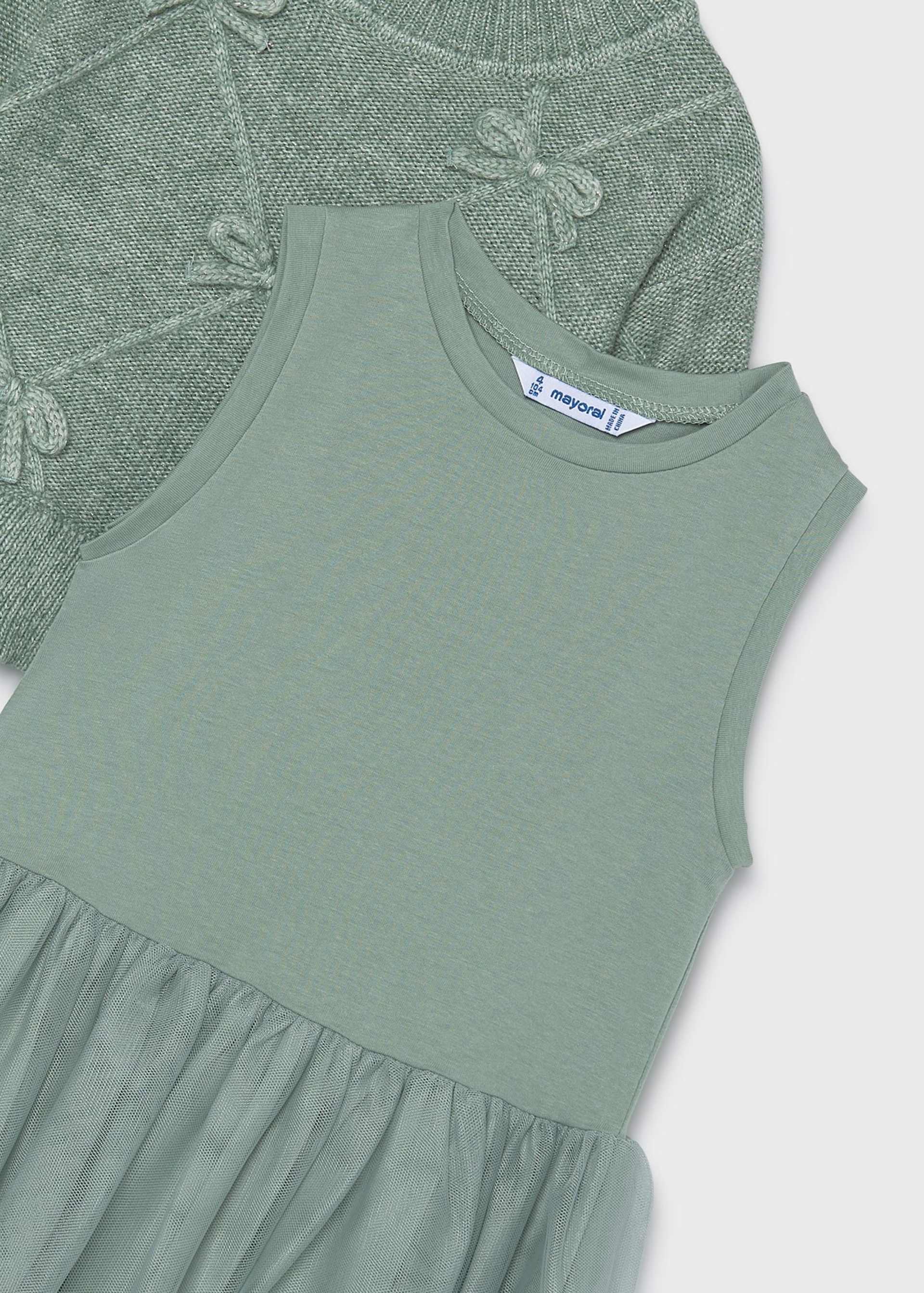 Girls' knitted dress with bows