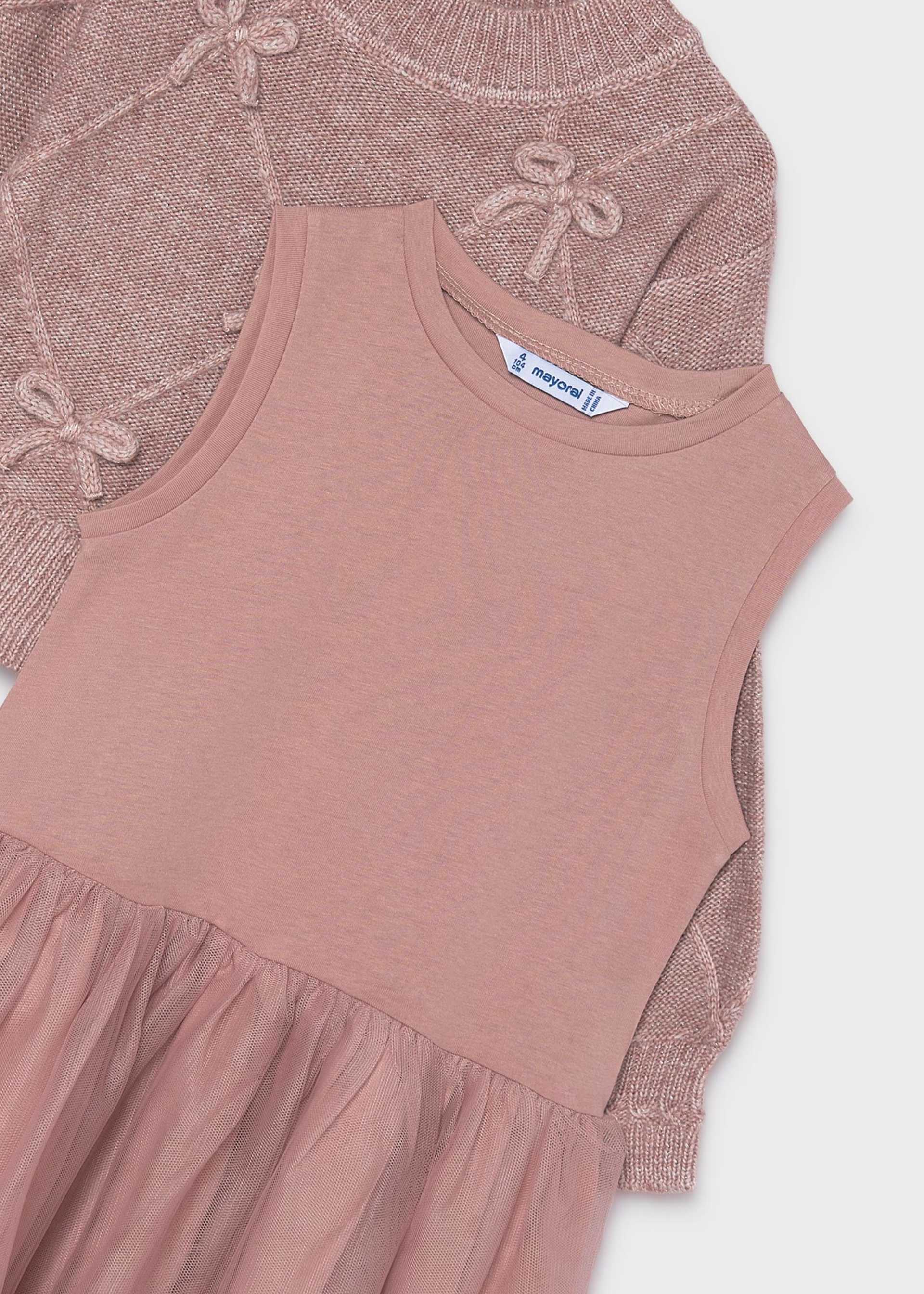 Girls' knitted dress with bows