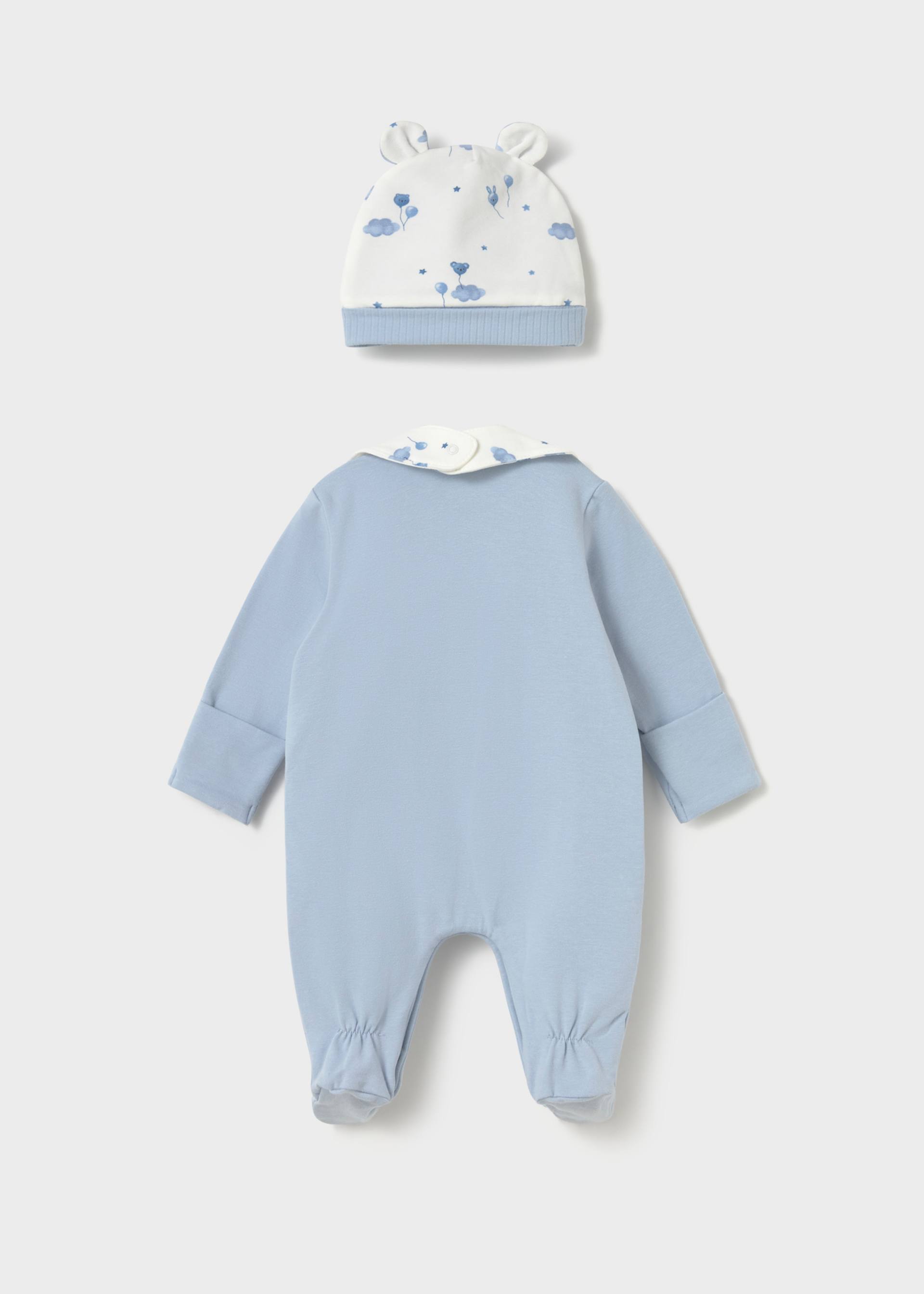 Set de peto gorro y babero ositos recién nacida