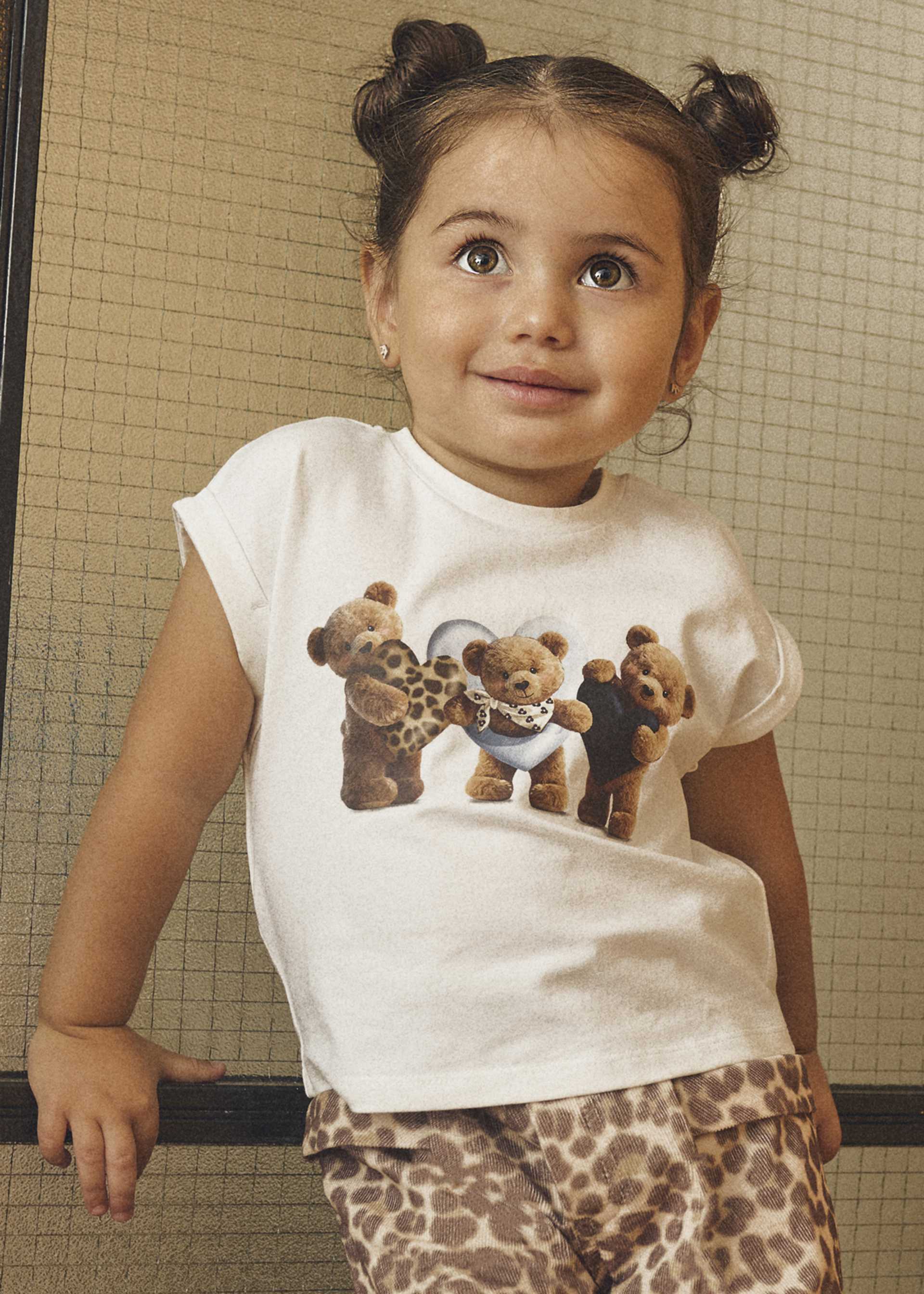 Maglietta print orso bimba