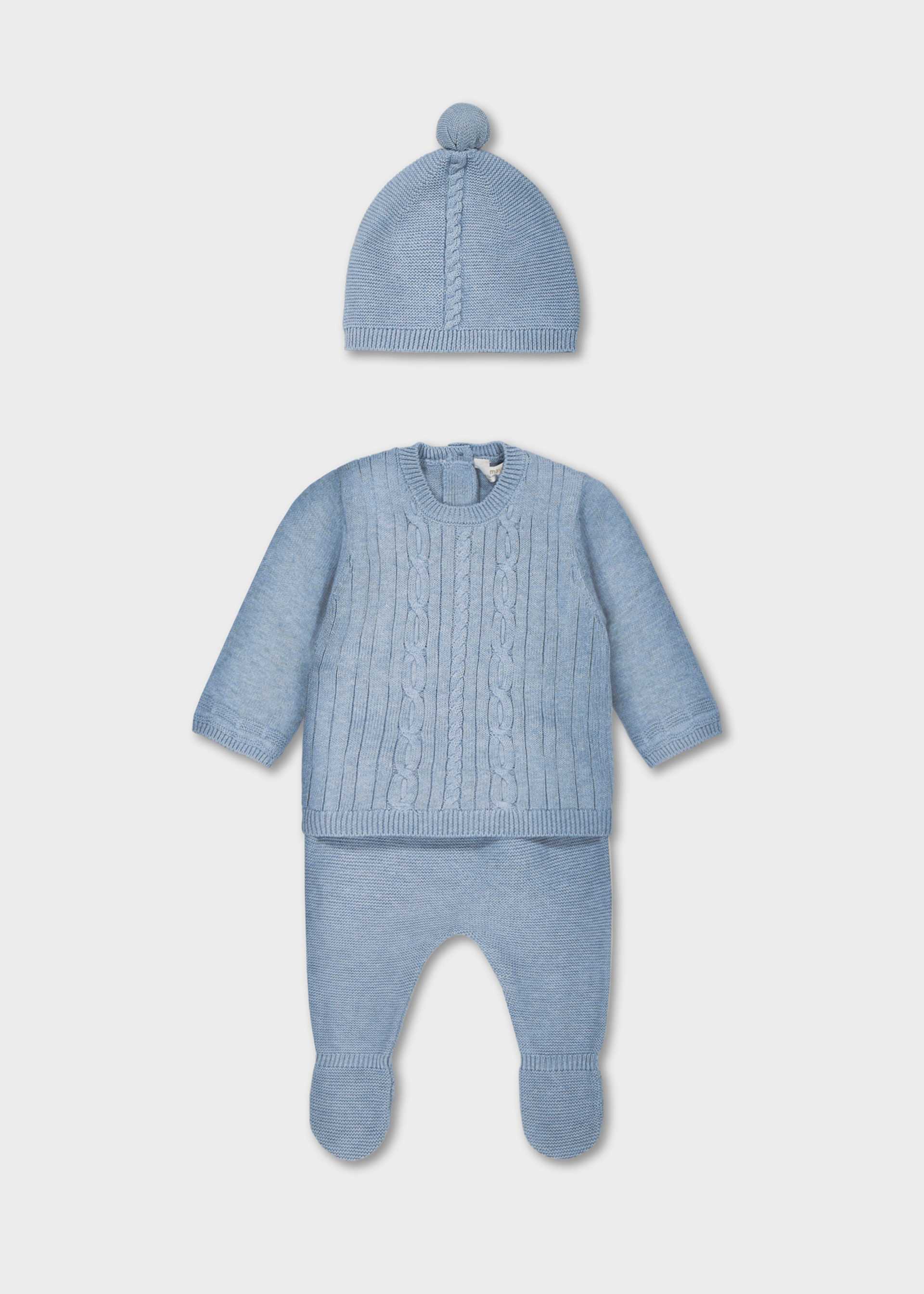 Conjunto 3 piezas tricot recién nacida Conjunto 3 piezas tricot recién nacida