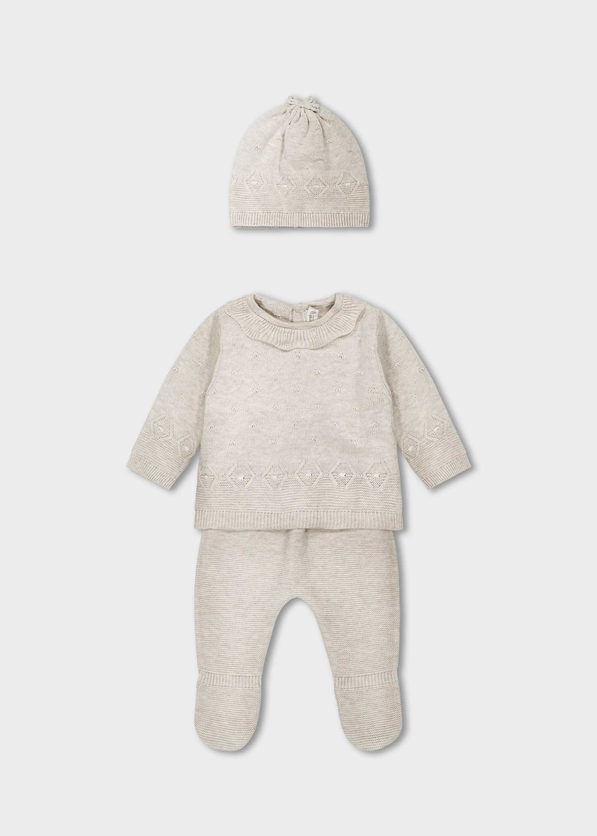 Ensemble 3 pièces en tricot nouveau-né